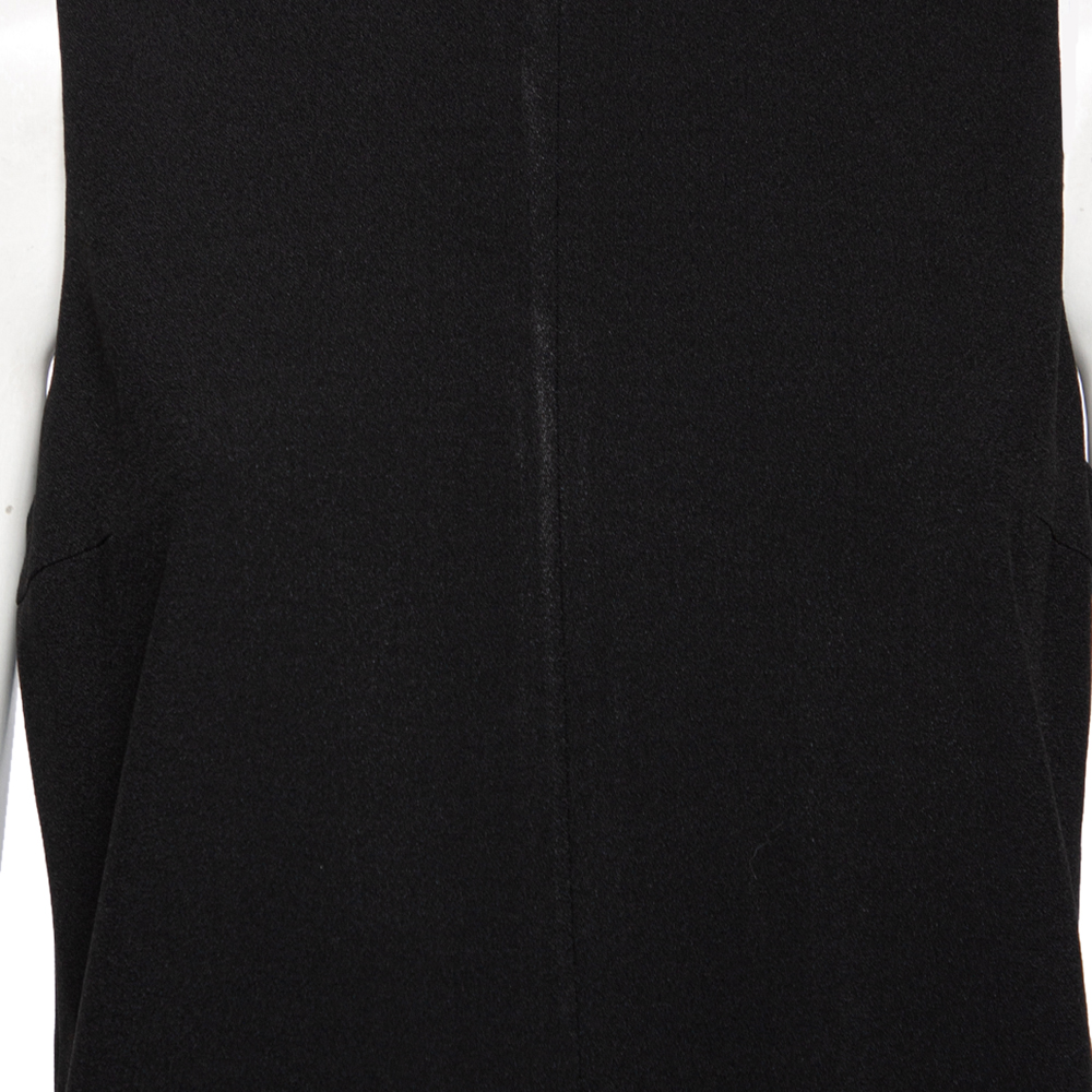 Saint Laurent Black Crepe Tiered Detail Pleated Sleeveless Dress M