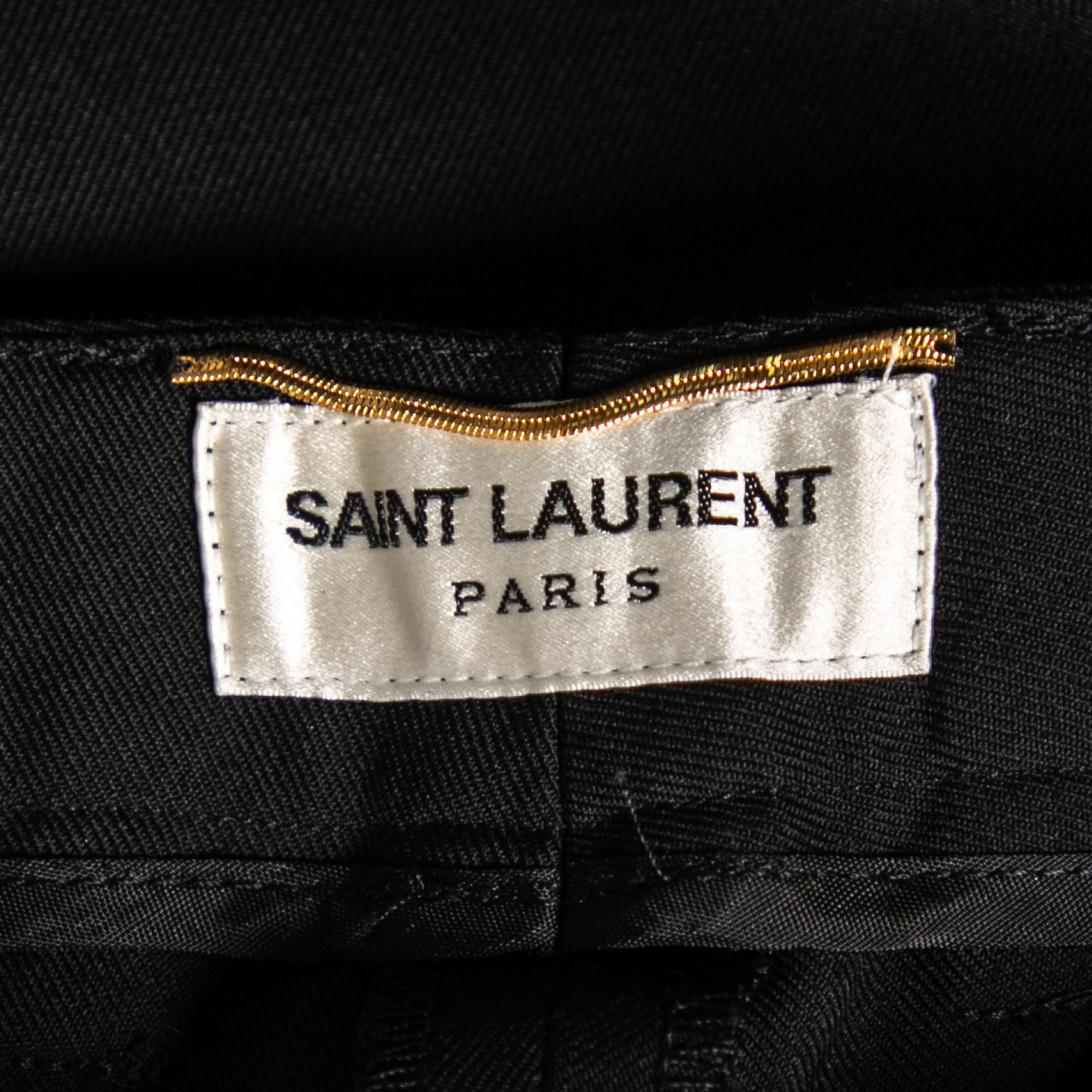 Saint Laurent Black Wool Zipped Hem Detailed Tapered Pants L