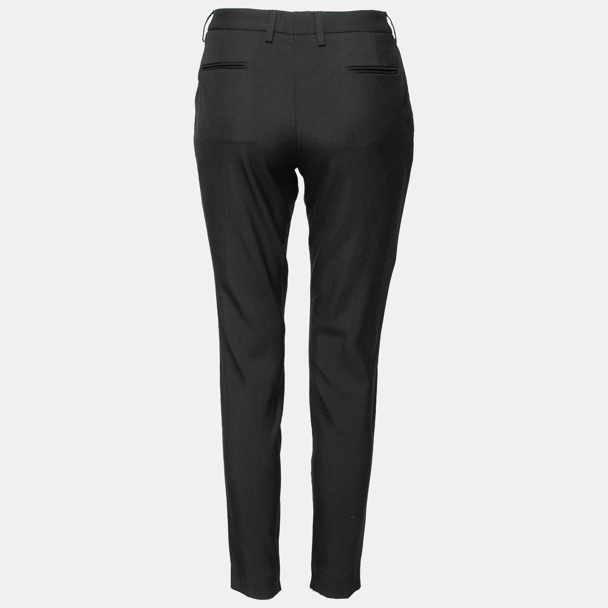 Saint Laurent Black Wool Zipped Hem Detailed Tapered Pants L