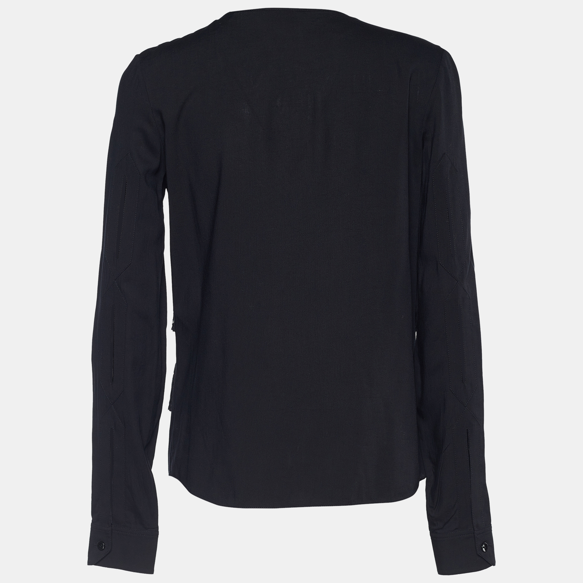 

Saint Laurent Paris Black Tassel Embellished Long Sleeve Top