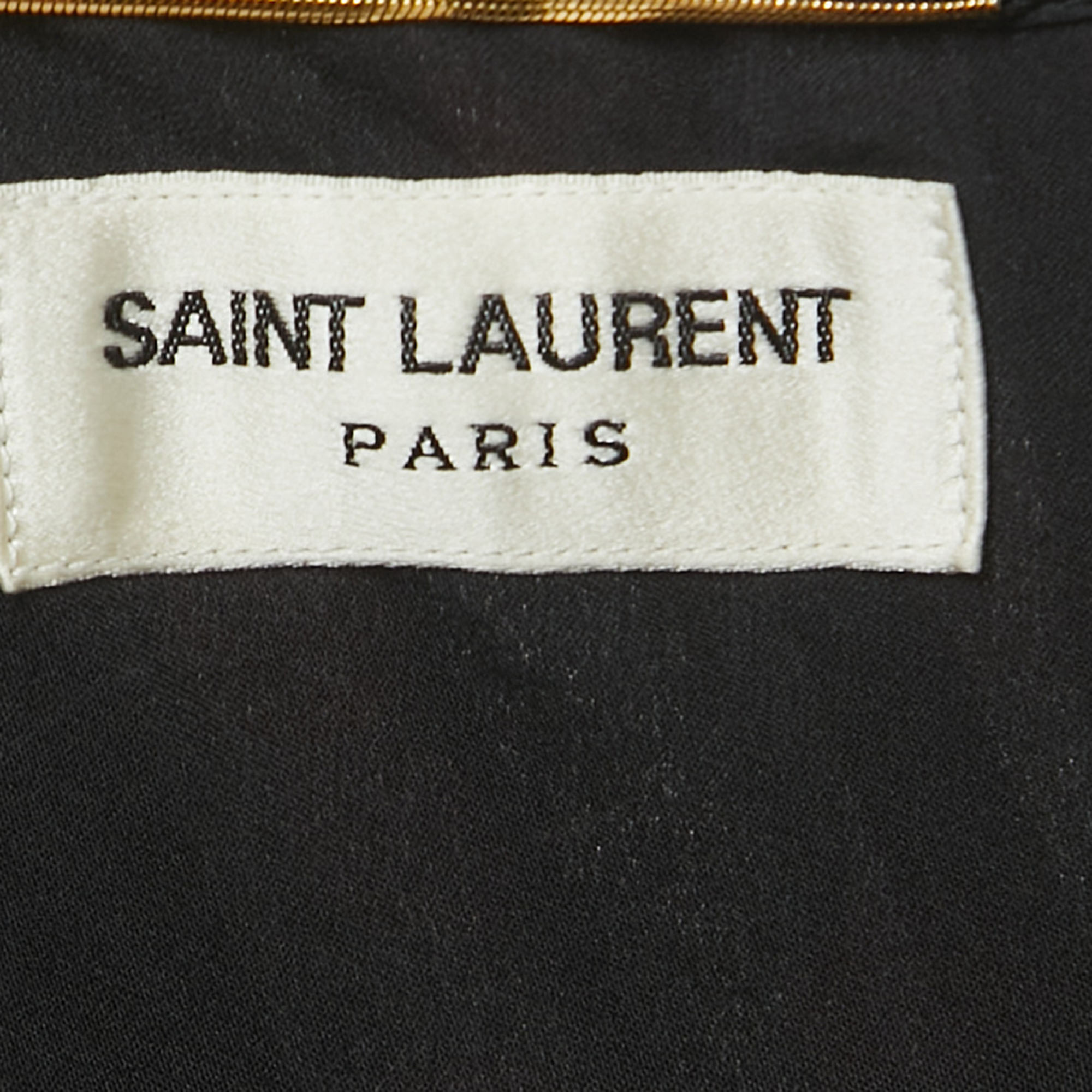 Saint Laurent Black Cherry Printed Silk Ruffled One-Shoulder Dress L