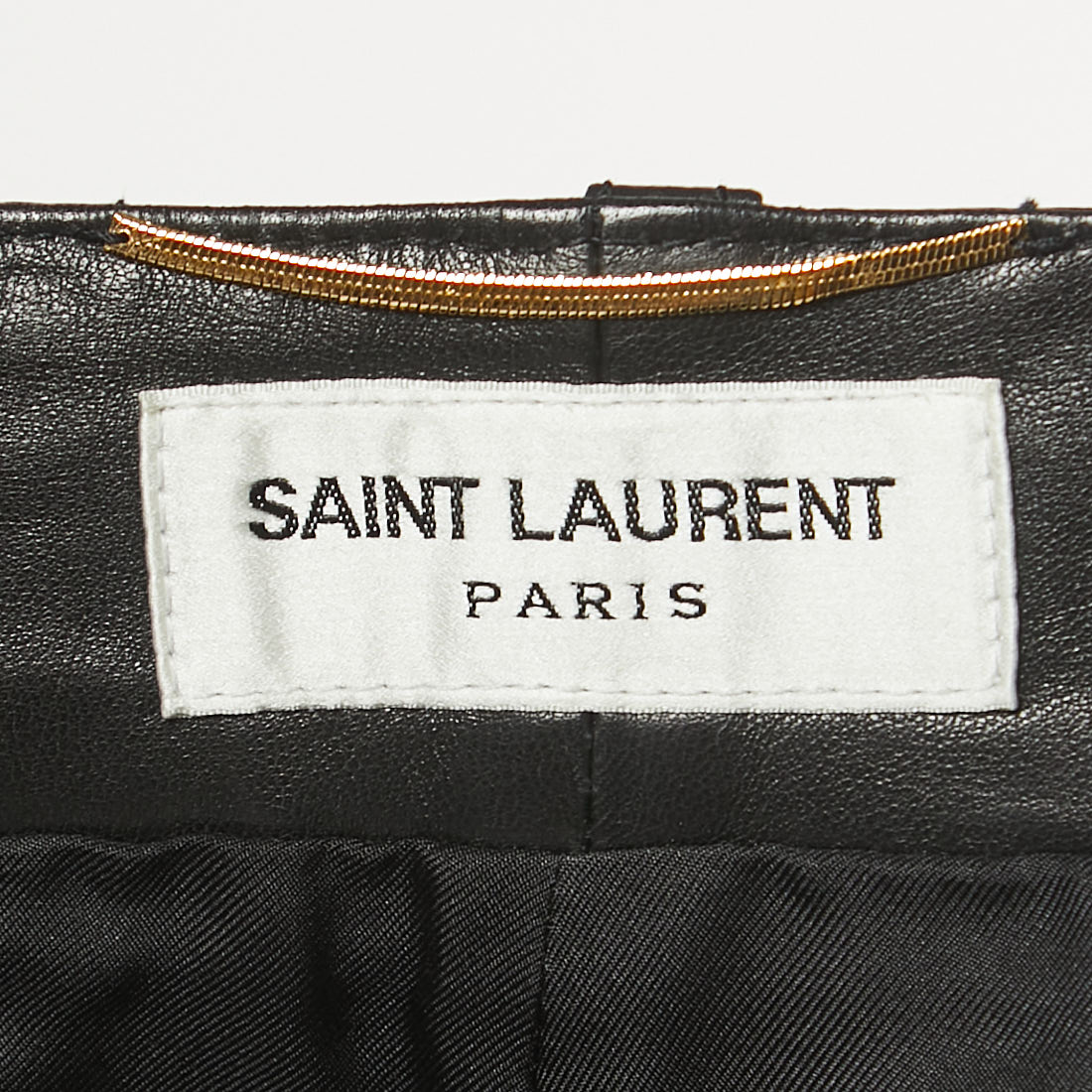 Saint Laurent Black Leather Embroidered Mini Shorts M