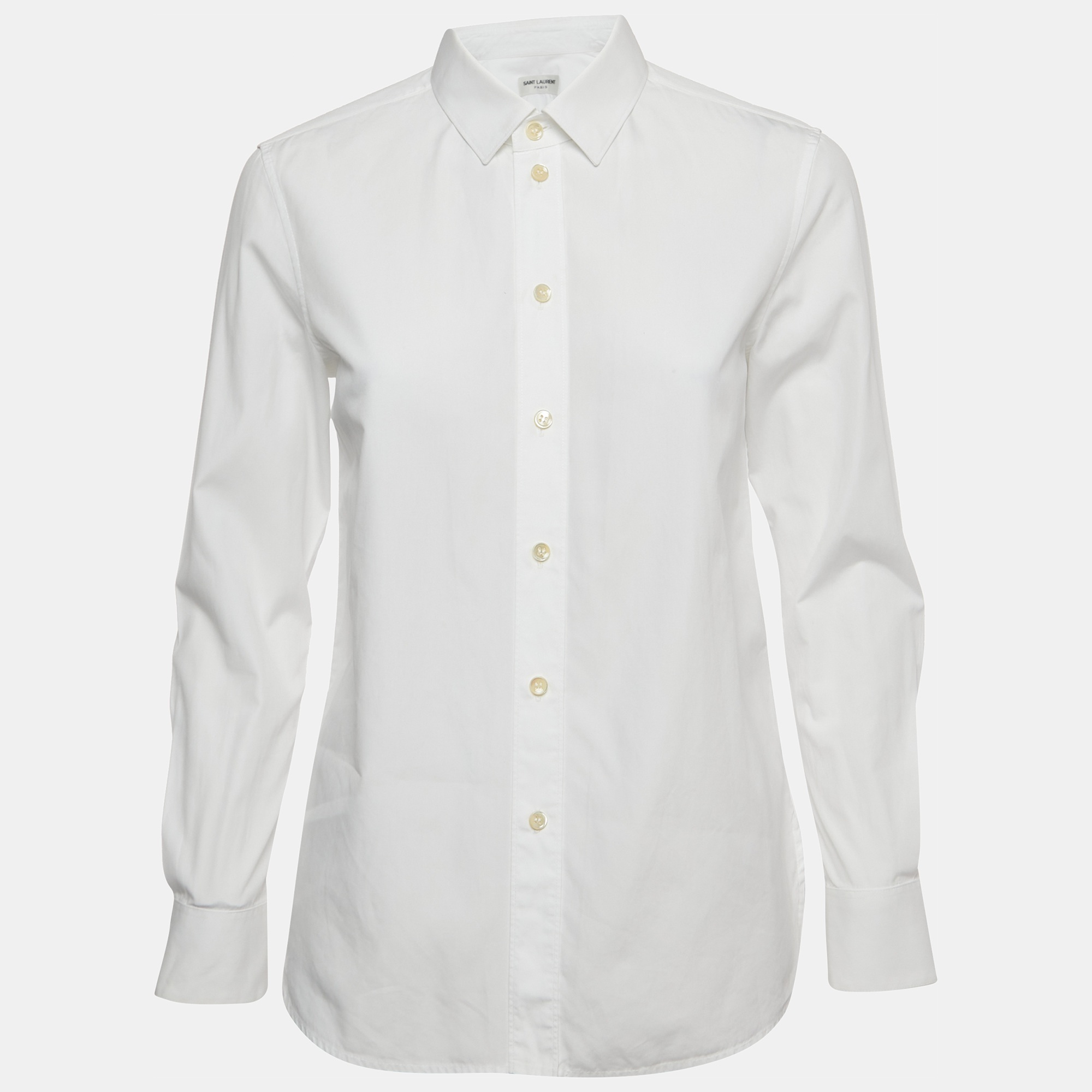 Saint Laurent White Cotton Button Front Shirt M