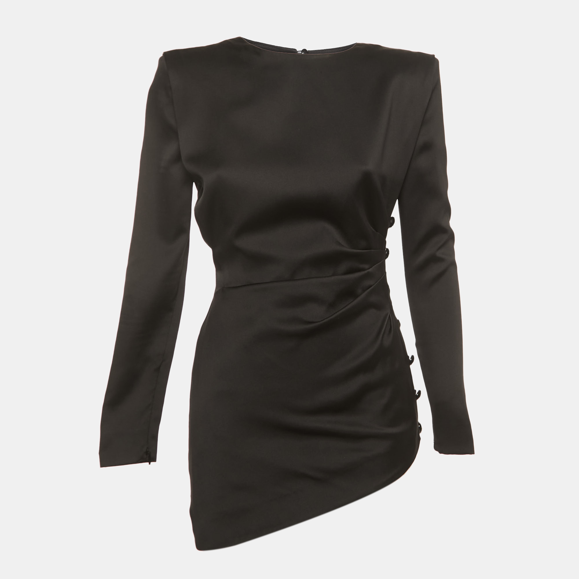 Saint Laurent Paris Black Satin Silk Mini Dress S