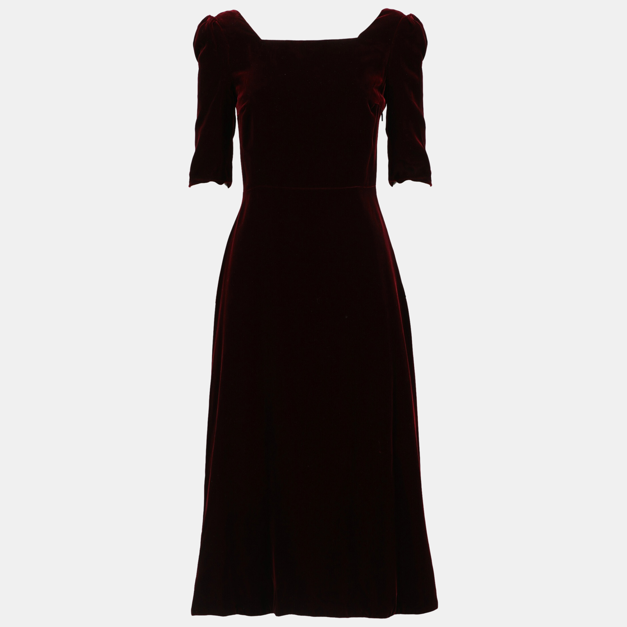 Saint Laurent  Women's Synthetic Fibers Longuette Dress - Burgundy - S
