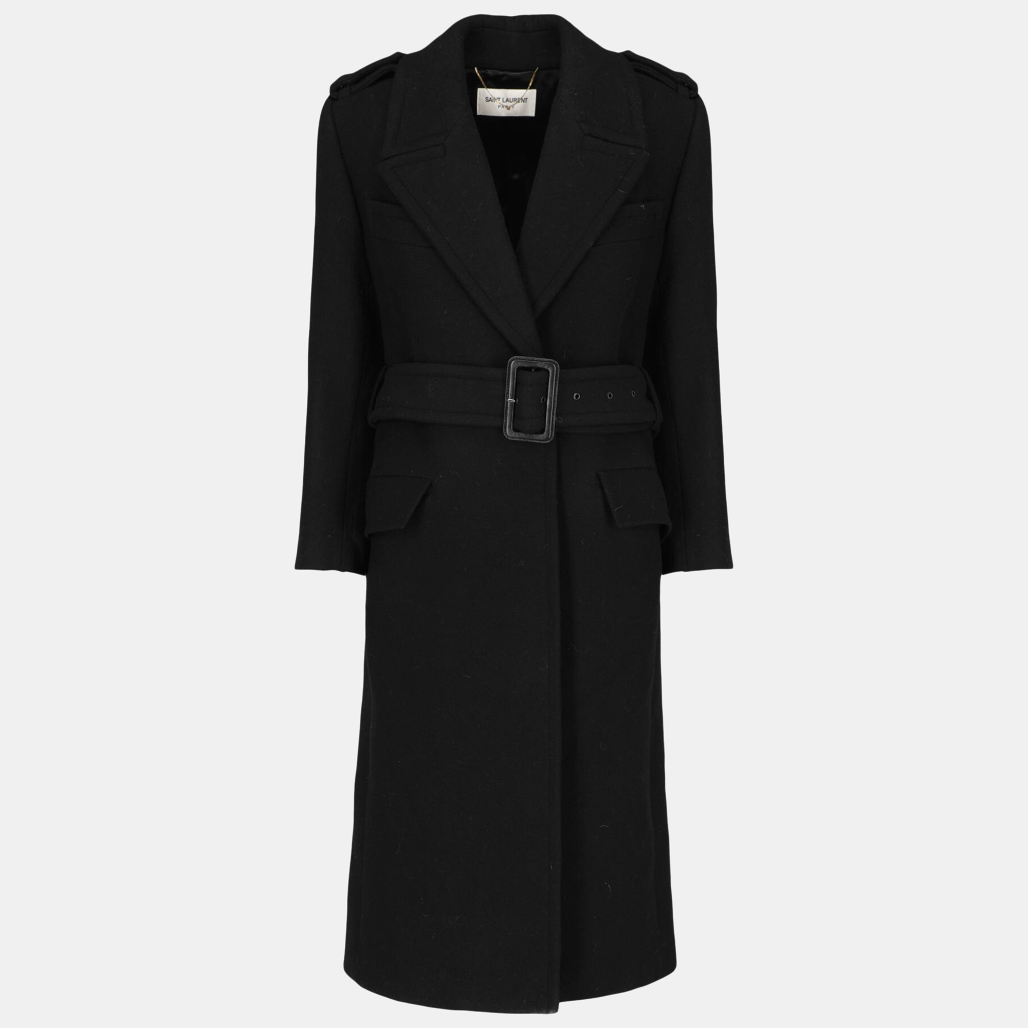 Saint Laurent  Women's Wool Single Breasted Coat - Black - S