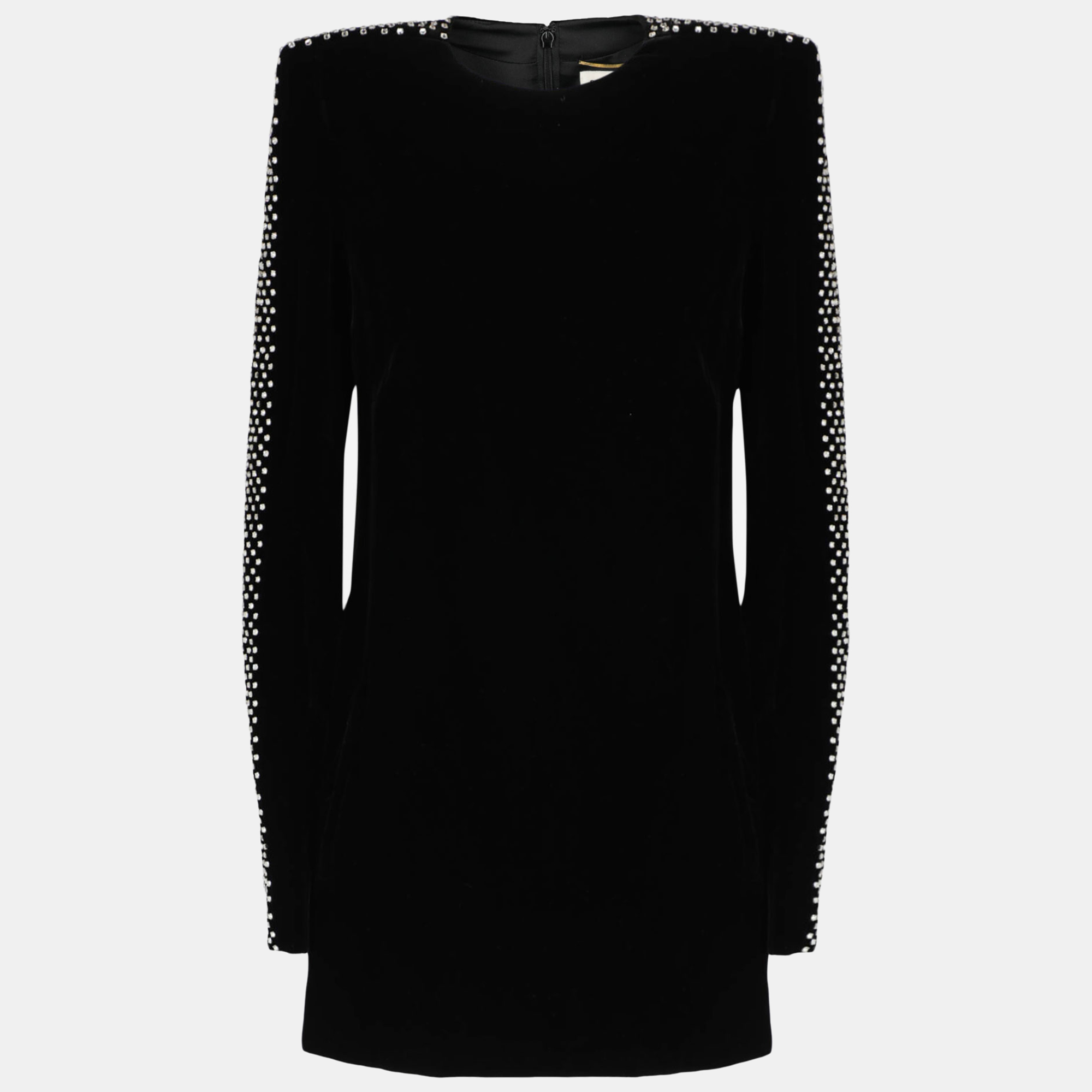Saint Laurent  Women's Synthetic Fibers Mini Dress - Black - S