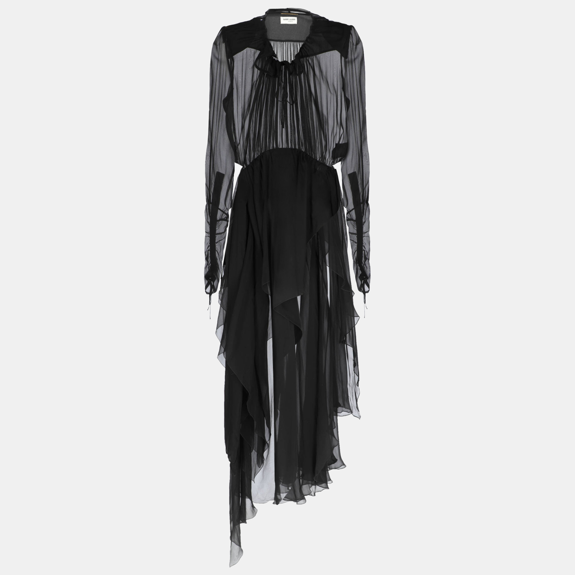 Saint Laurent  Women's Silk Longuette Dress - Black - S