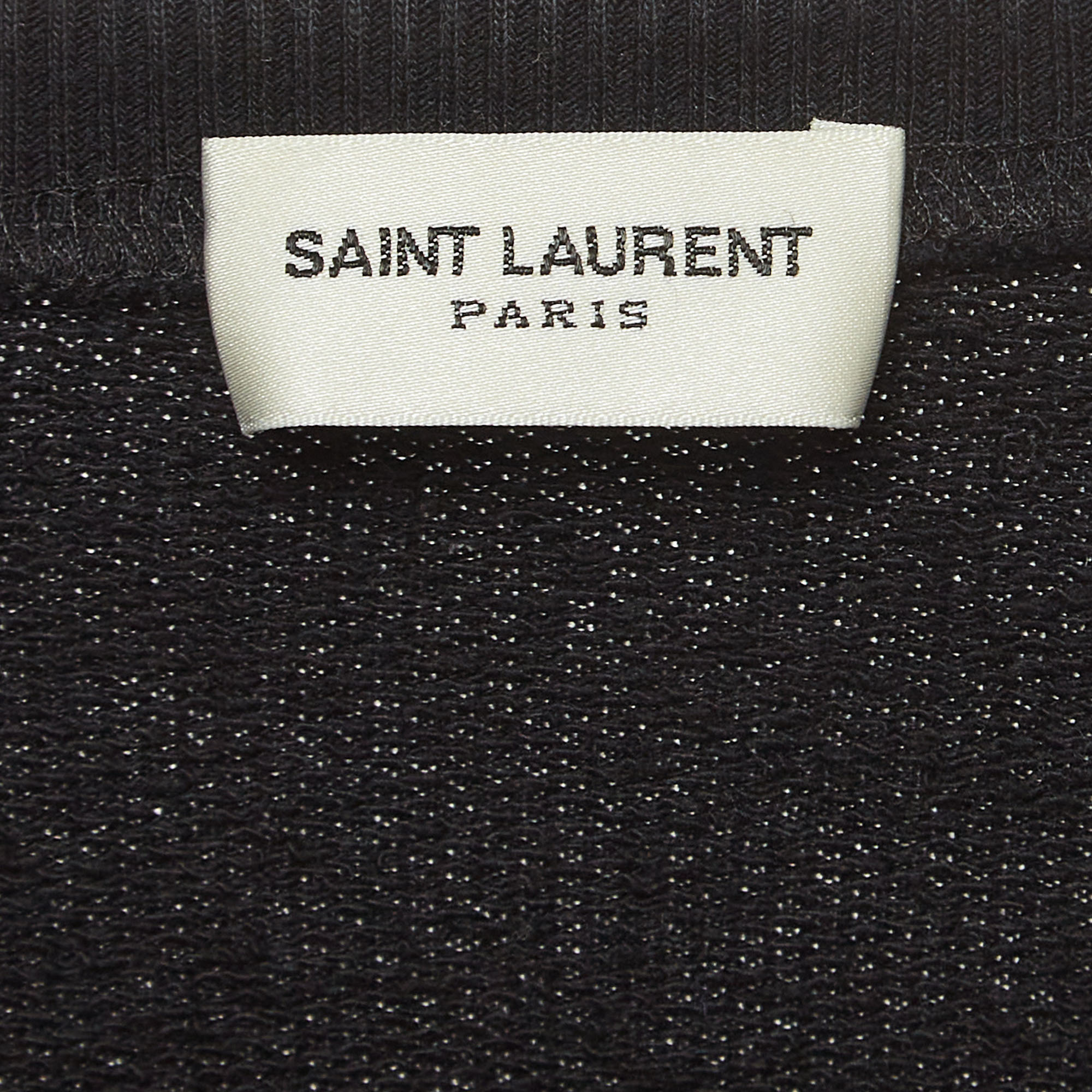 Saint Laurent Paris Black Cotton Embellished Logo Sweatshirt L