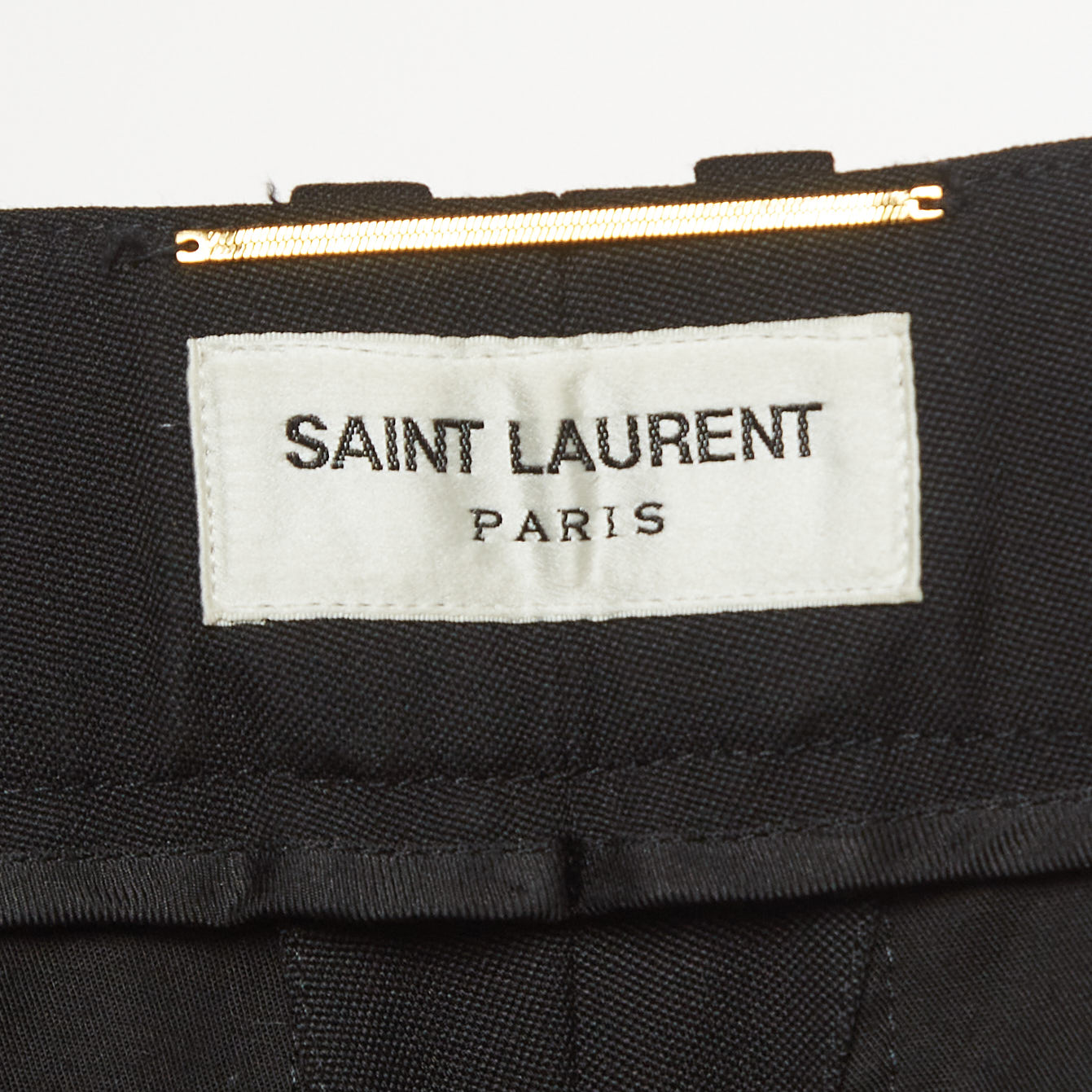 Saint Laurent Black Wool Pleated Trousers S