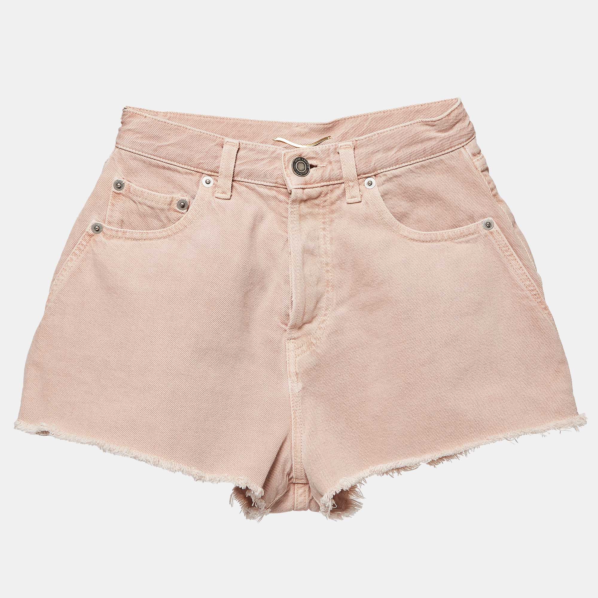 Saint laurent paris saint laurent vintage pink denim shorts s waist 24"