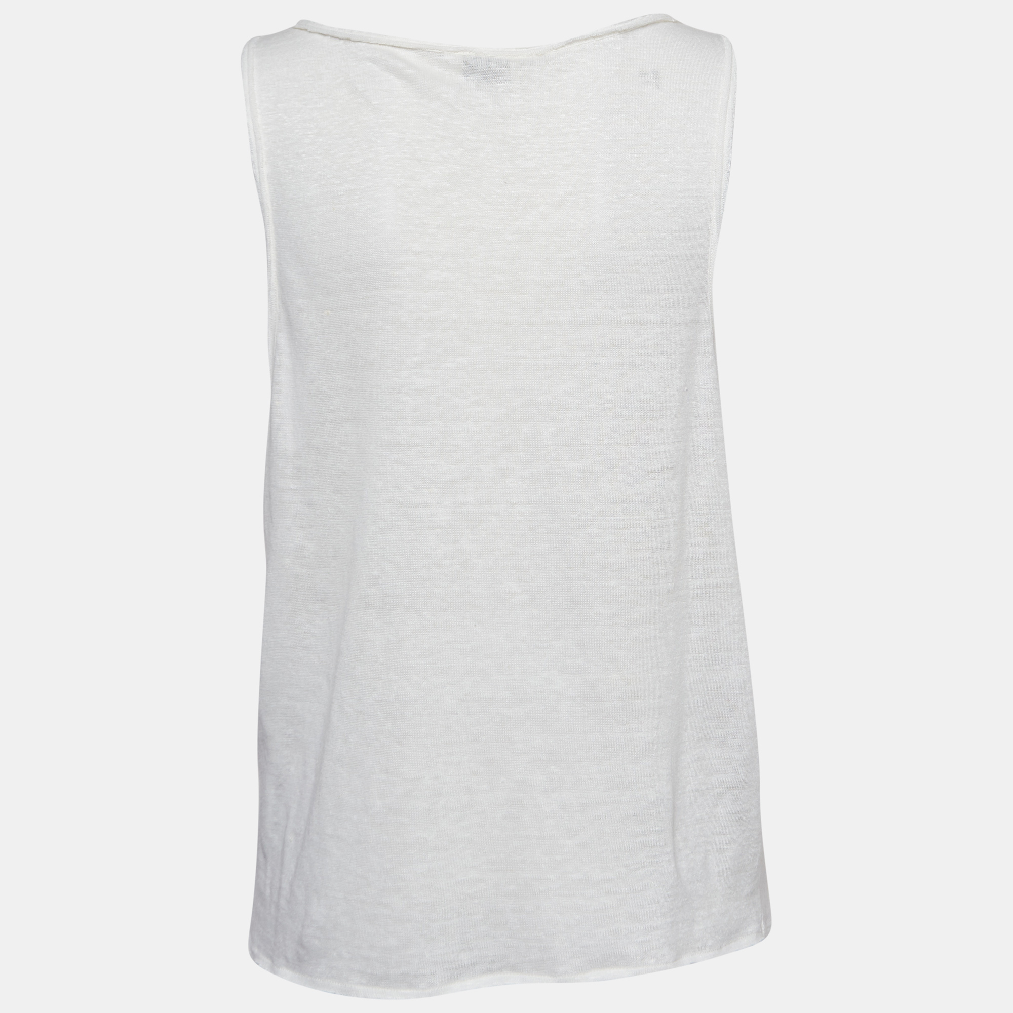 Saint Laurent Paris Off White Linen Jersey Tank Top S