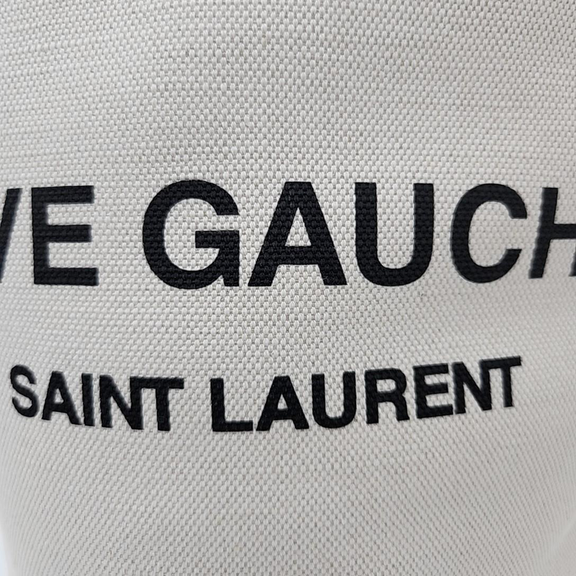 Saint Laurent White Canvas Rive Gauche Bucket Bag