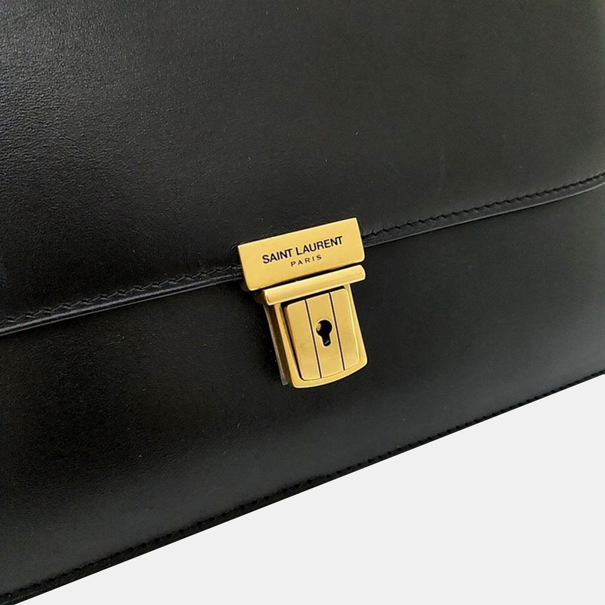 Saint Laurent Black Leather Tuc Shoulder Bag