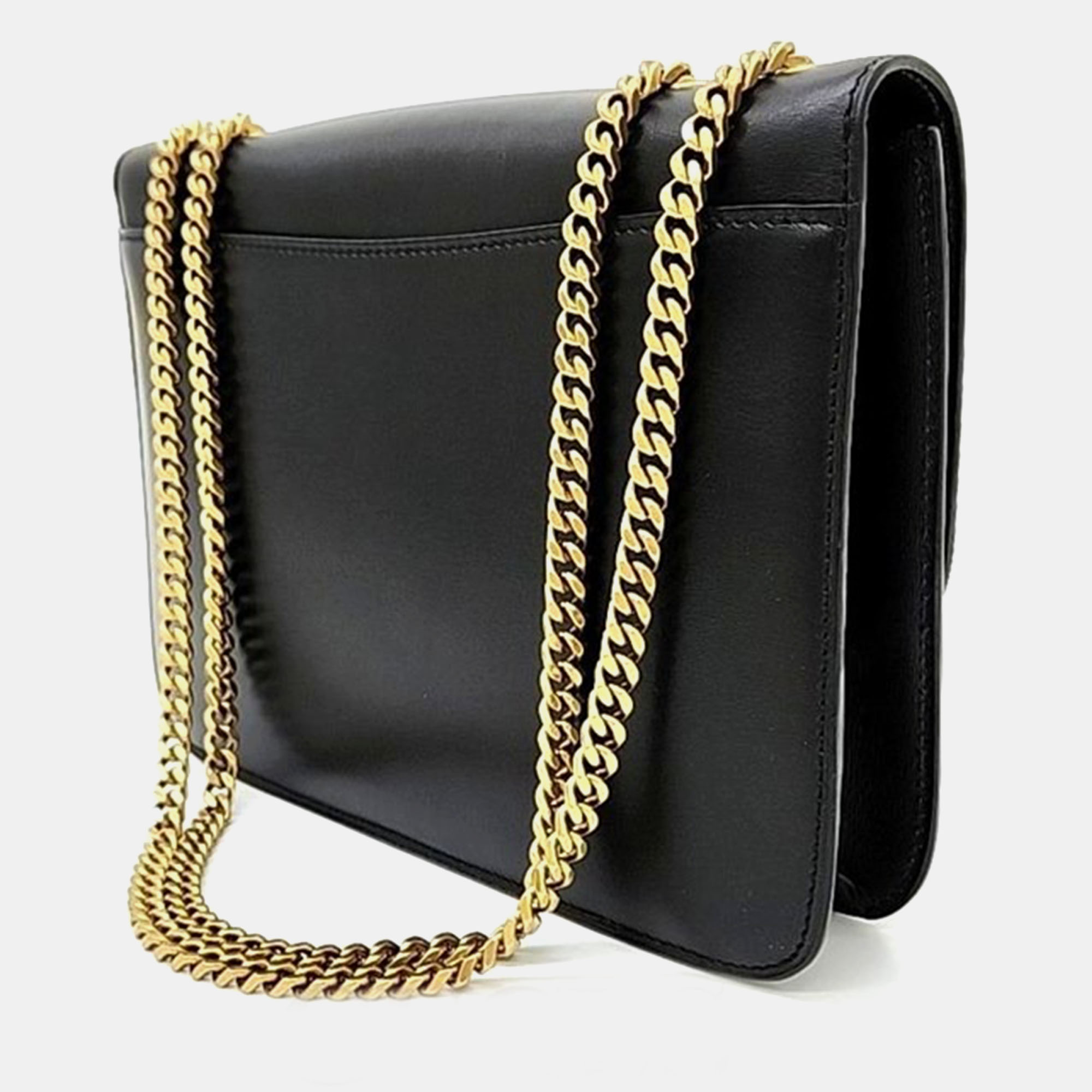 Saint Laurent Black Leather Tuc Shoulder Bag