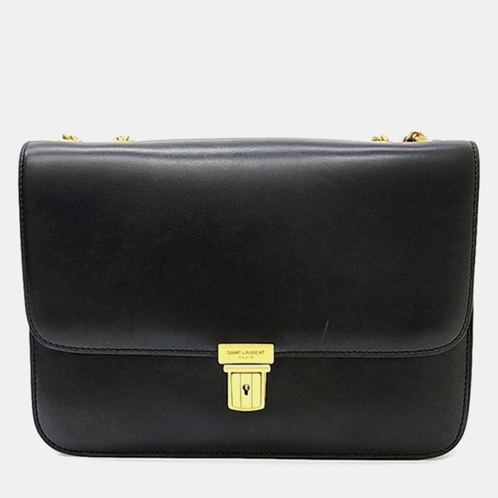 Saint Laurent Black Leather Tuc Shoulder Bag