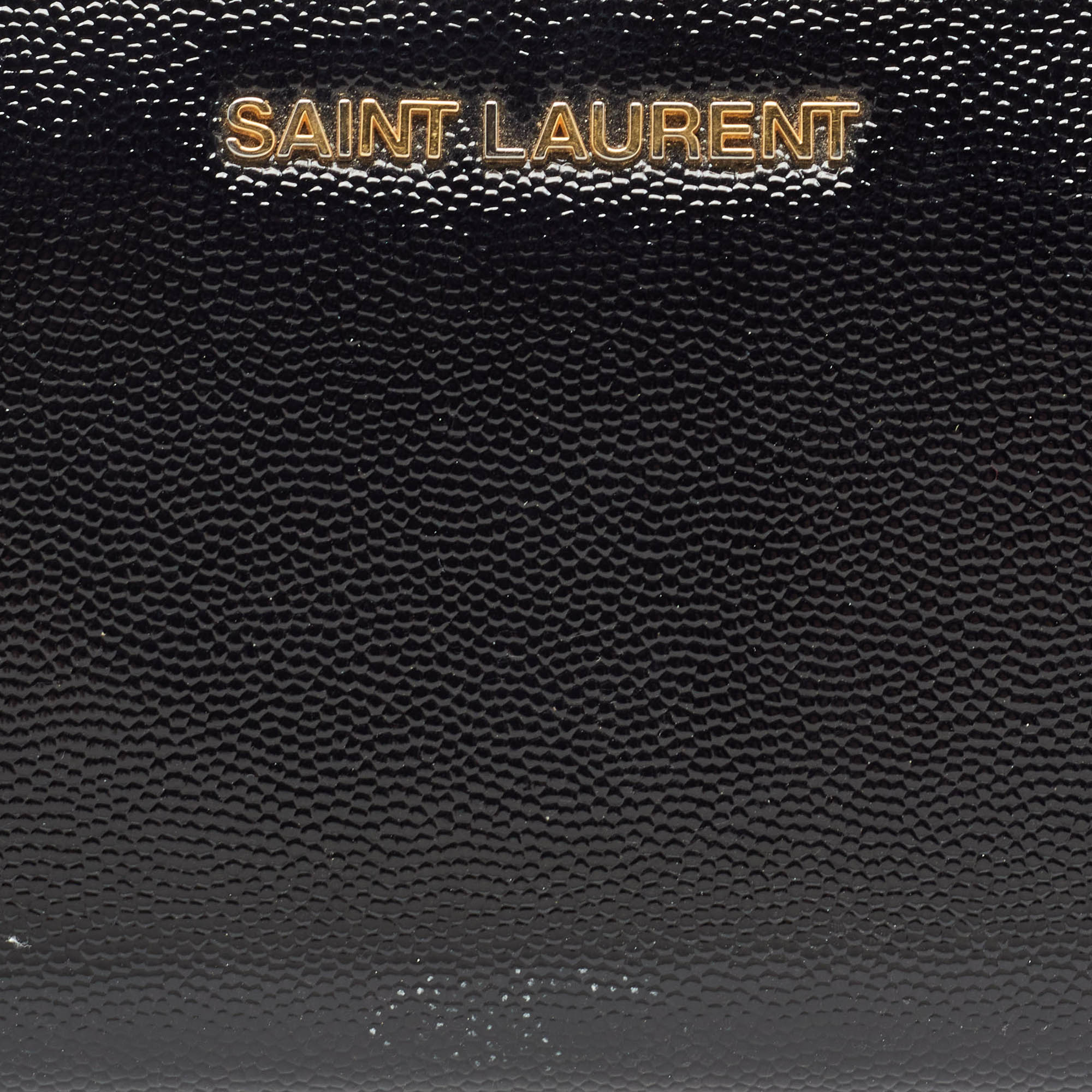 Saint Laurent Black Patent Leather Rive Gauche Zip Continental Wallet