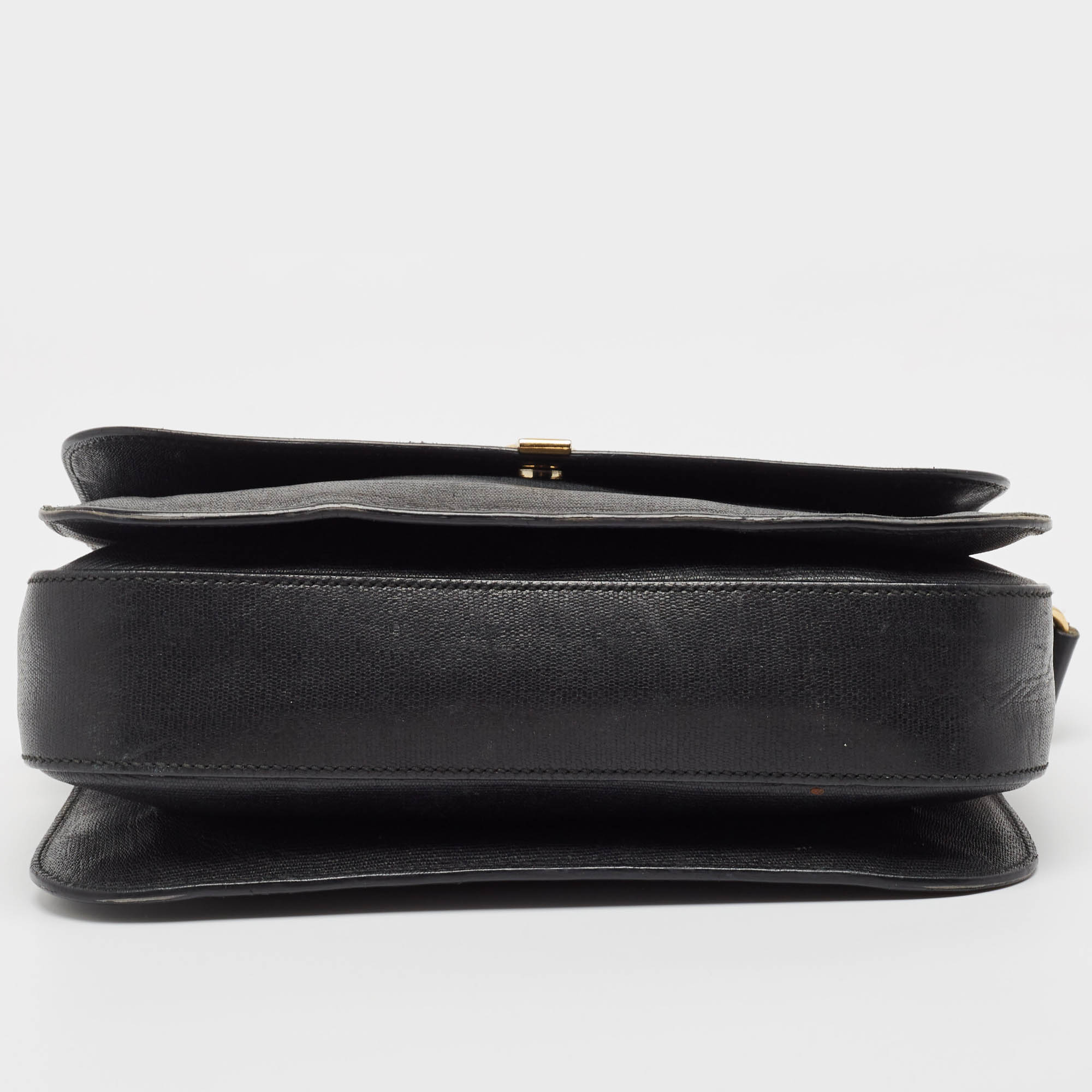 Saint Laurent Black Leather Ligne Y Crossbody Bag