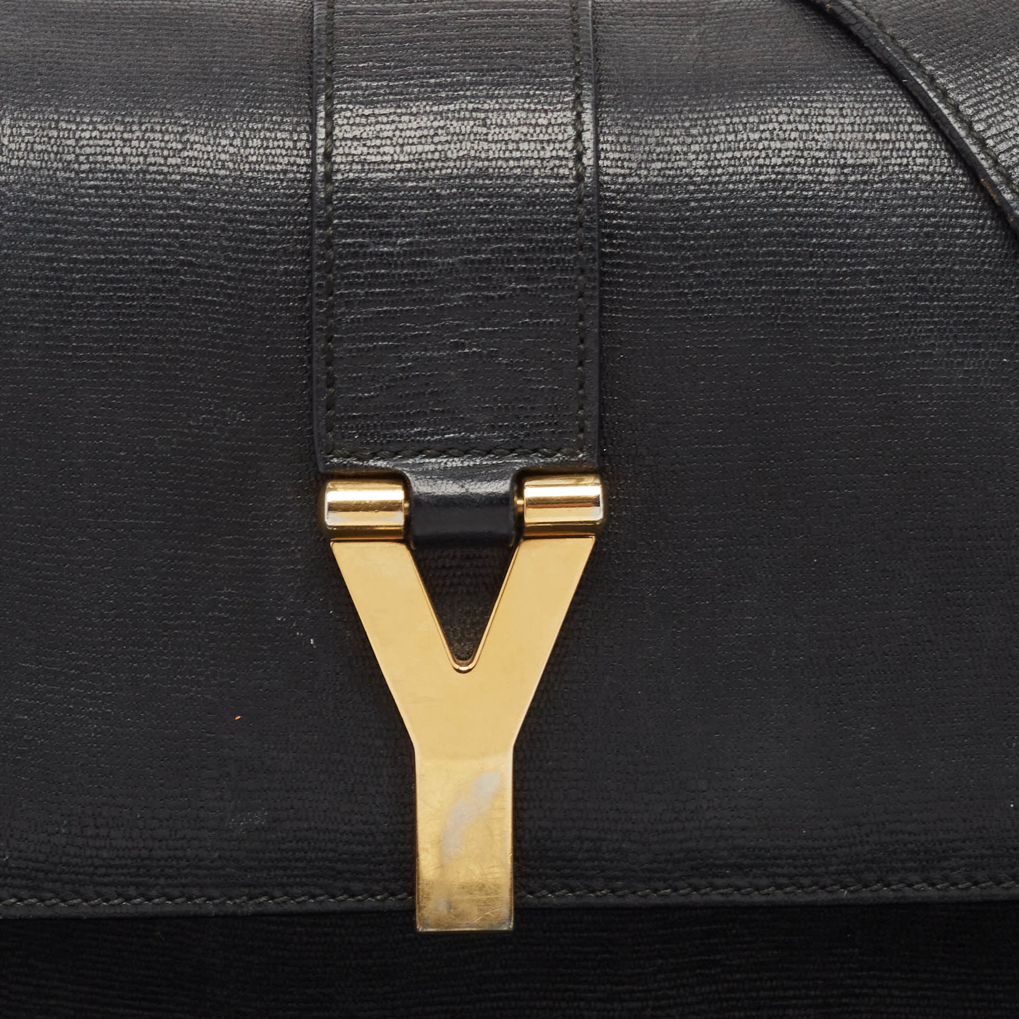 Saint Laurent Black Leather Ligne Y Crossbody Bag