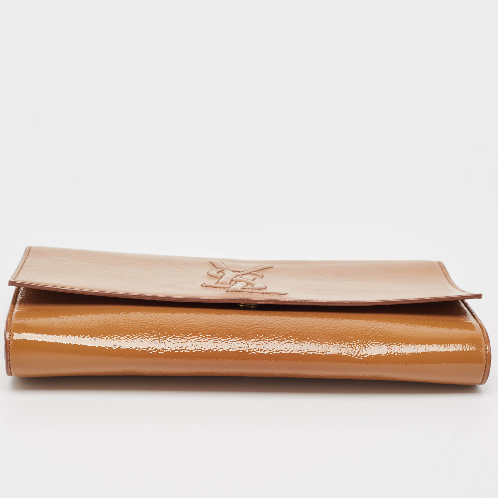 Saint Laurent Beige Patent Leather Belle De Jour Clutch