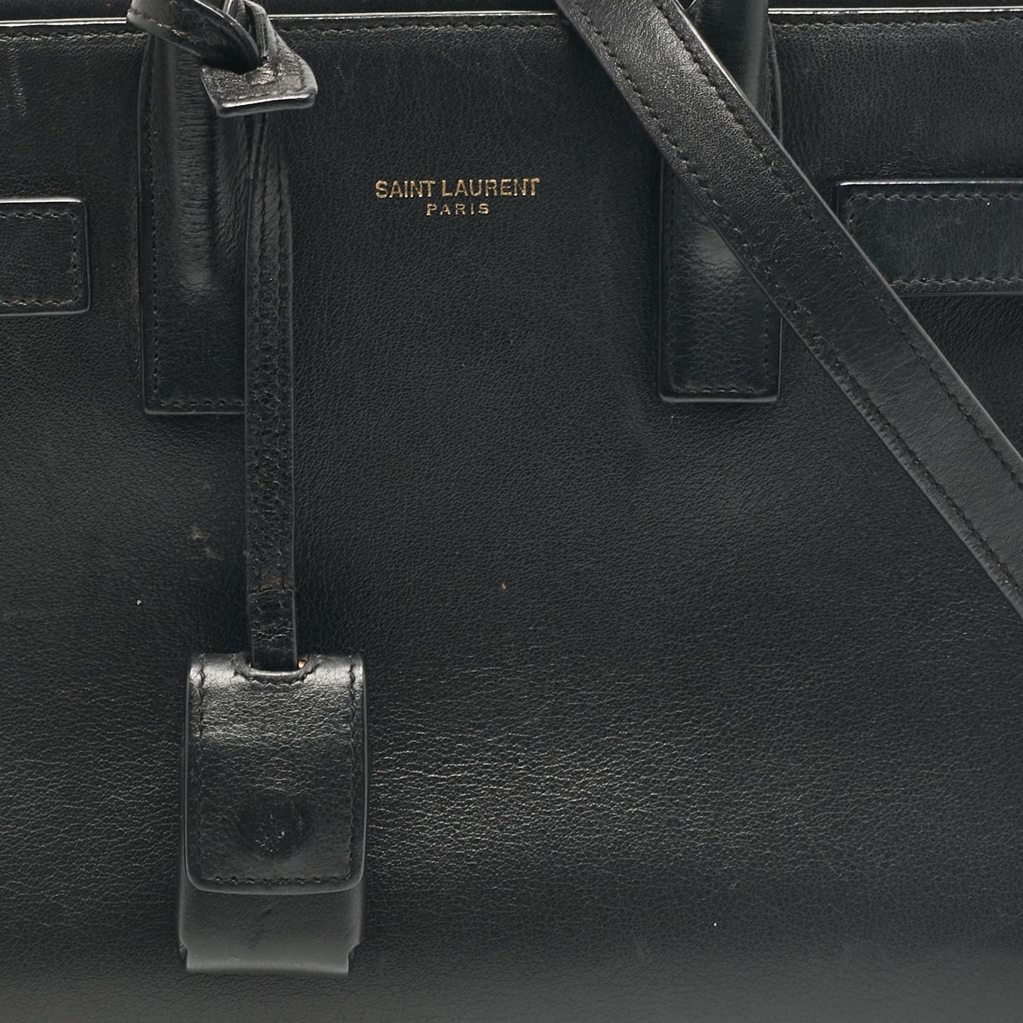 Saint Laurent Black Leather Nano Classic Sac De Jour Tote