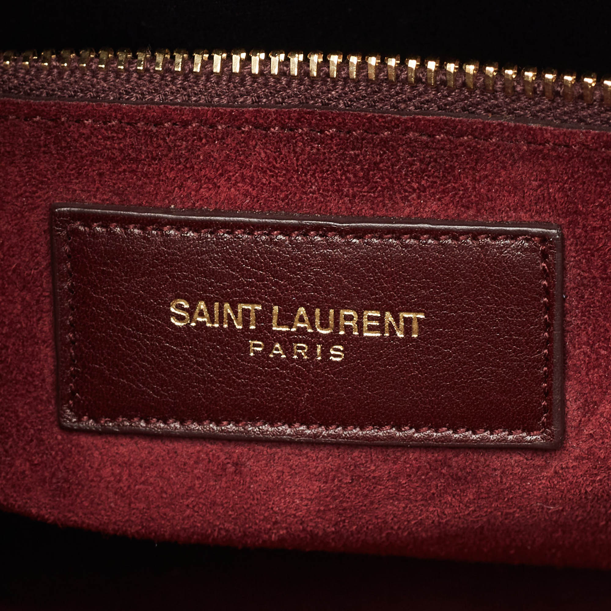 Saint Laurent Burgundy Leather Small Classic Sac De Jour Tote