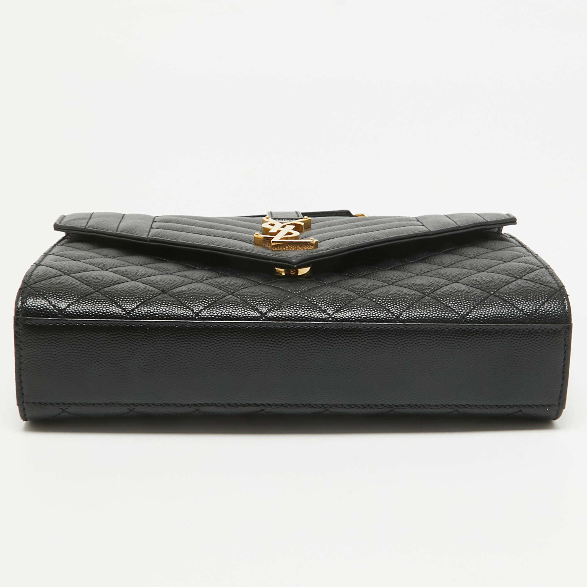 Saint Laurent Black Mix Matelasse Leather Medium Envelope Chain Shoulder Bag