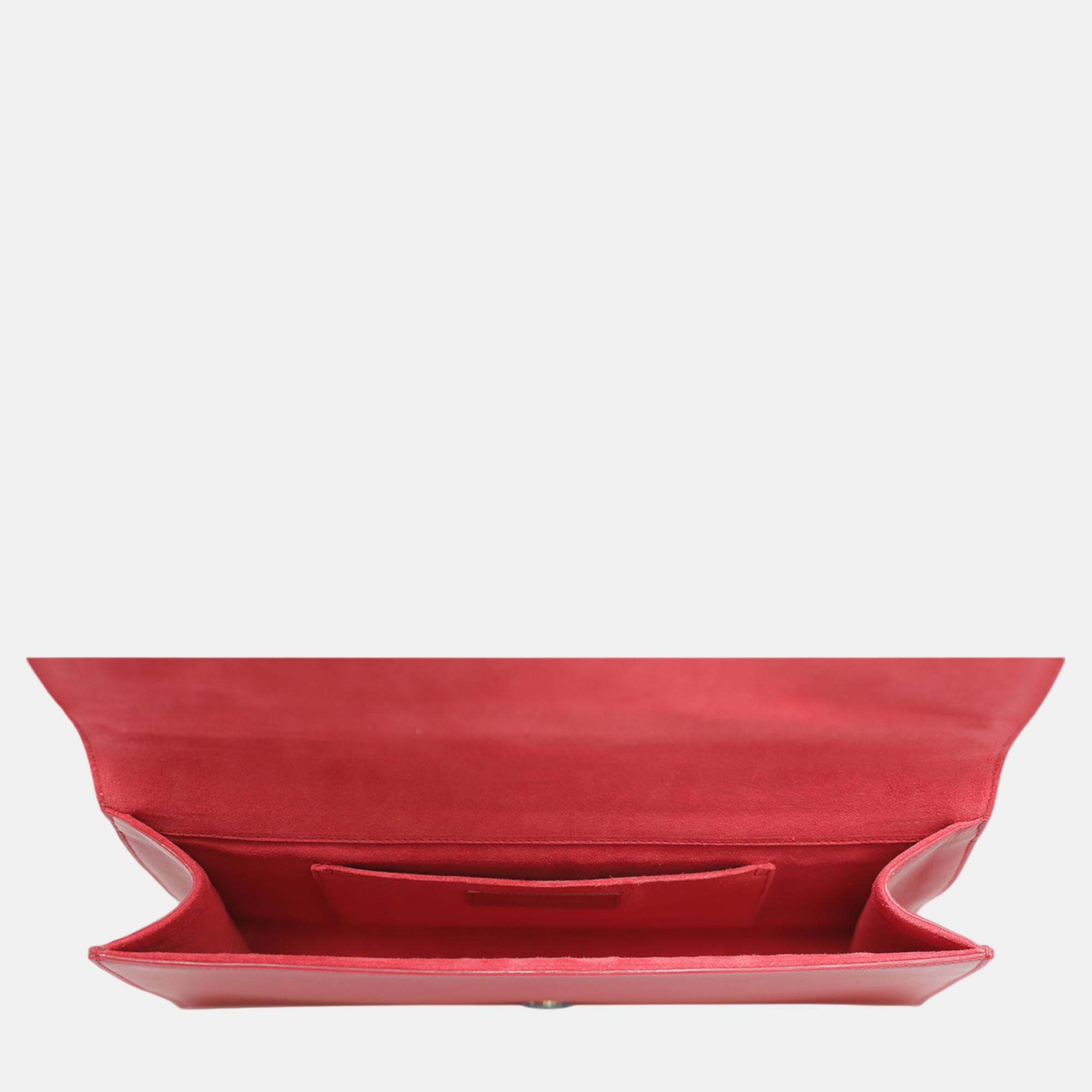 Saint Laurent Paris Red Leather Y Chyc Clutch Bag