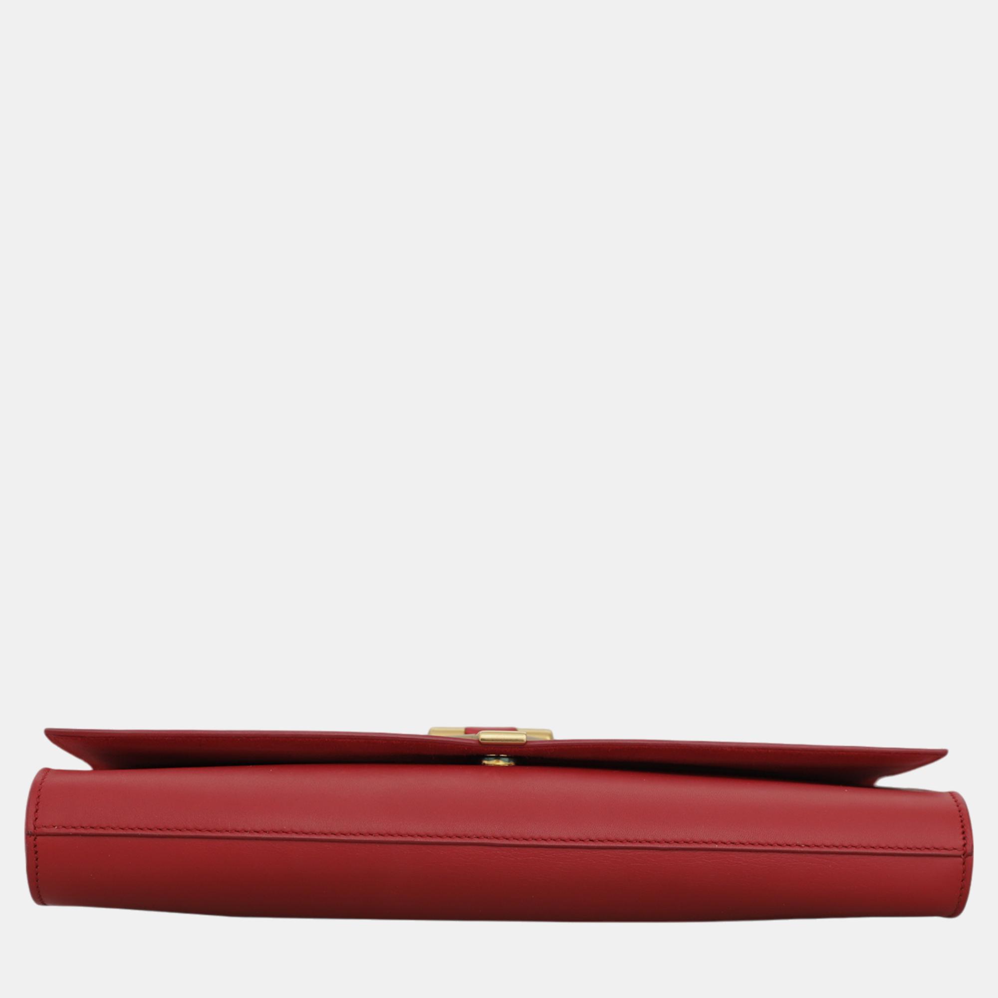 Saint Laurent Paris Red Leather Y Chyc Clutch Bag