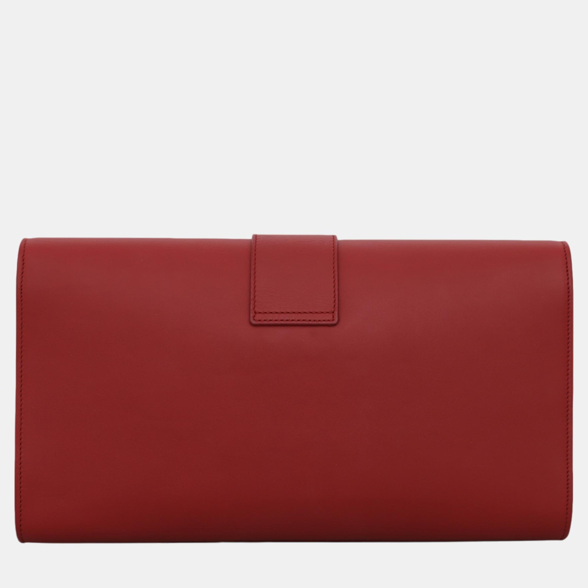 Saint Laurent Paris Red Leather Y Chyc Clutch Bag