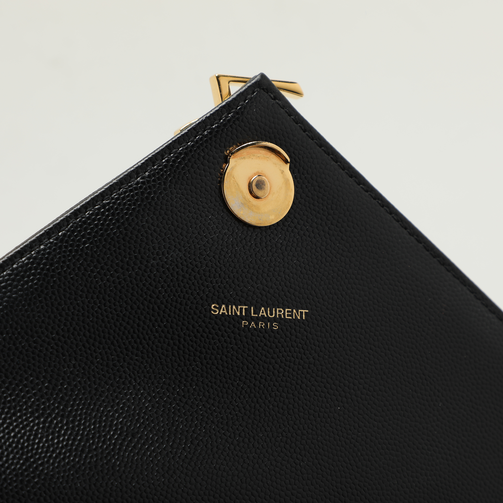 Saint Laurent Black Matelassé Leather Large Monogram Envelope Shoulder Bag