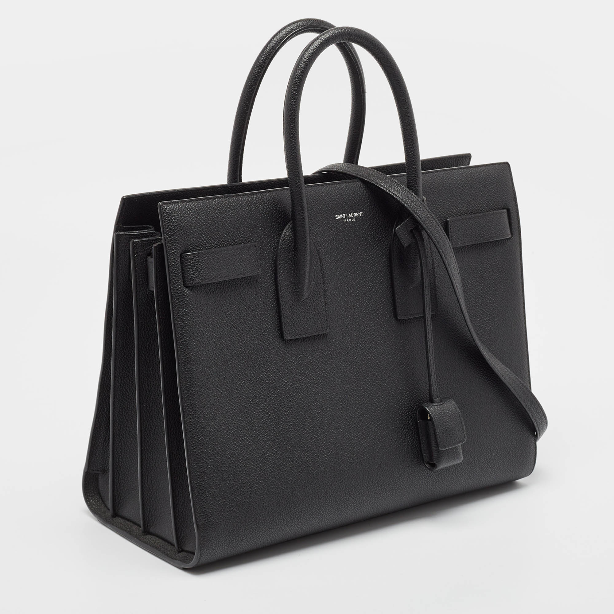 Saint Laurent Black Leather Small Classic Sac De Jour Tote