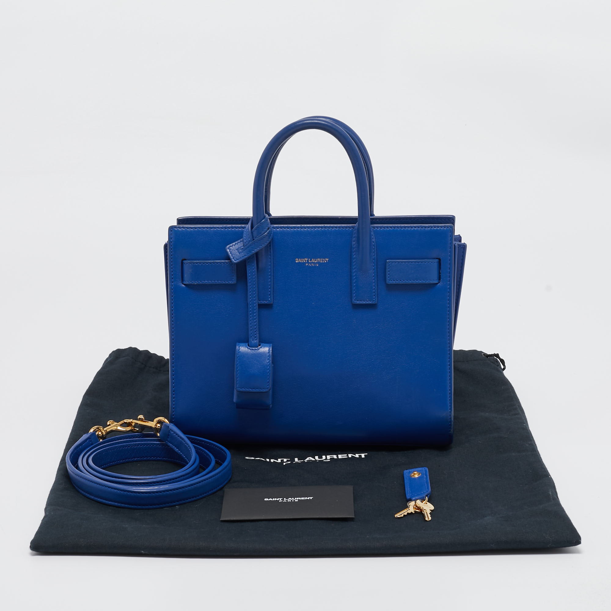 Saint Laurent Blue Leather Nano Classic Sac De Jour Tote