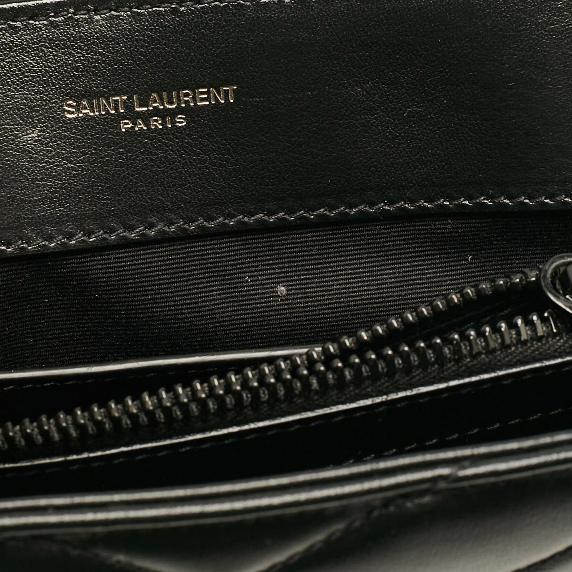 Saint Laurent Black Chevron Leather Small Loulou Shoulder Bag