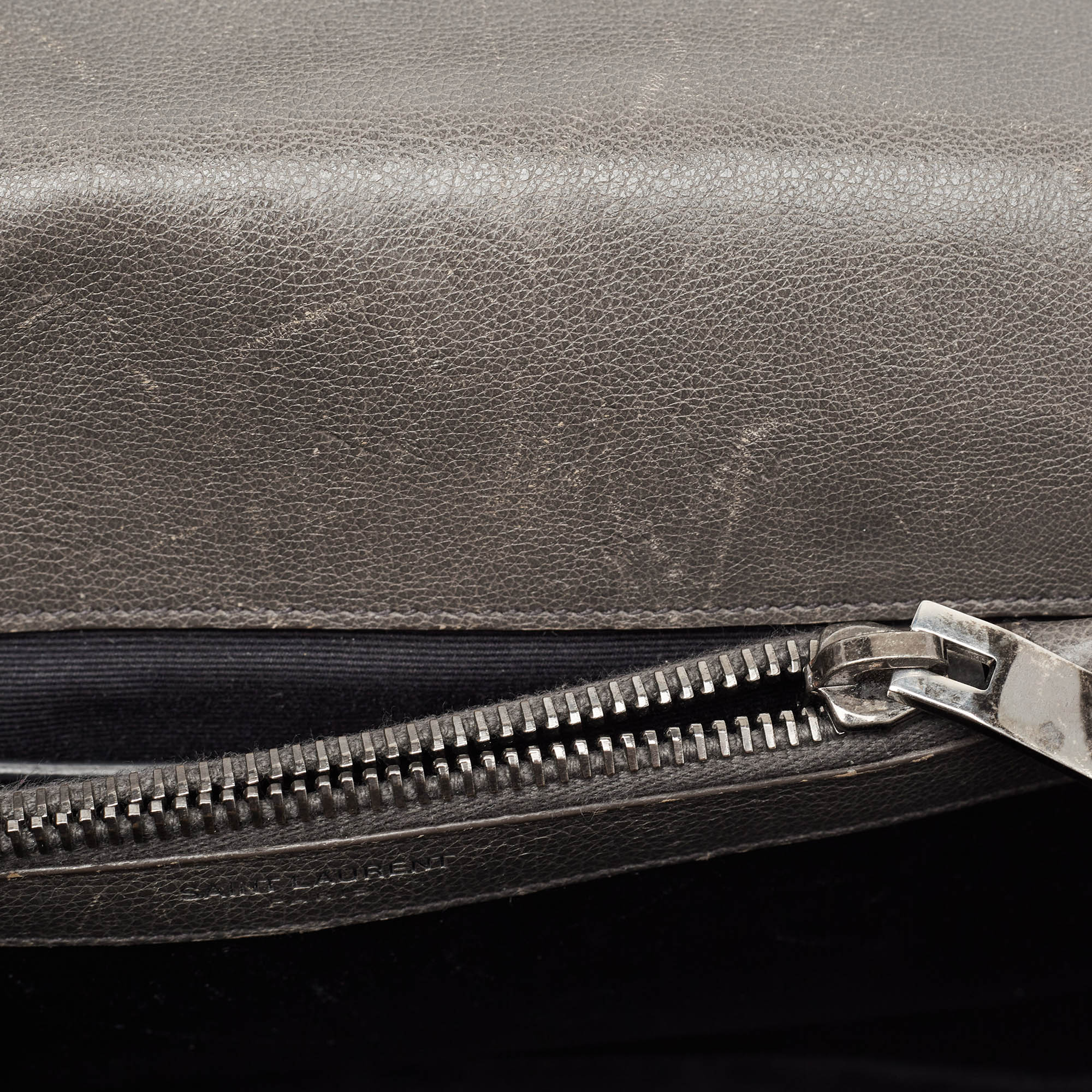 Saint Laurent Grey Matelasse Leather Medium College Top Handle Bag