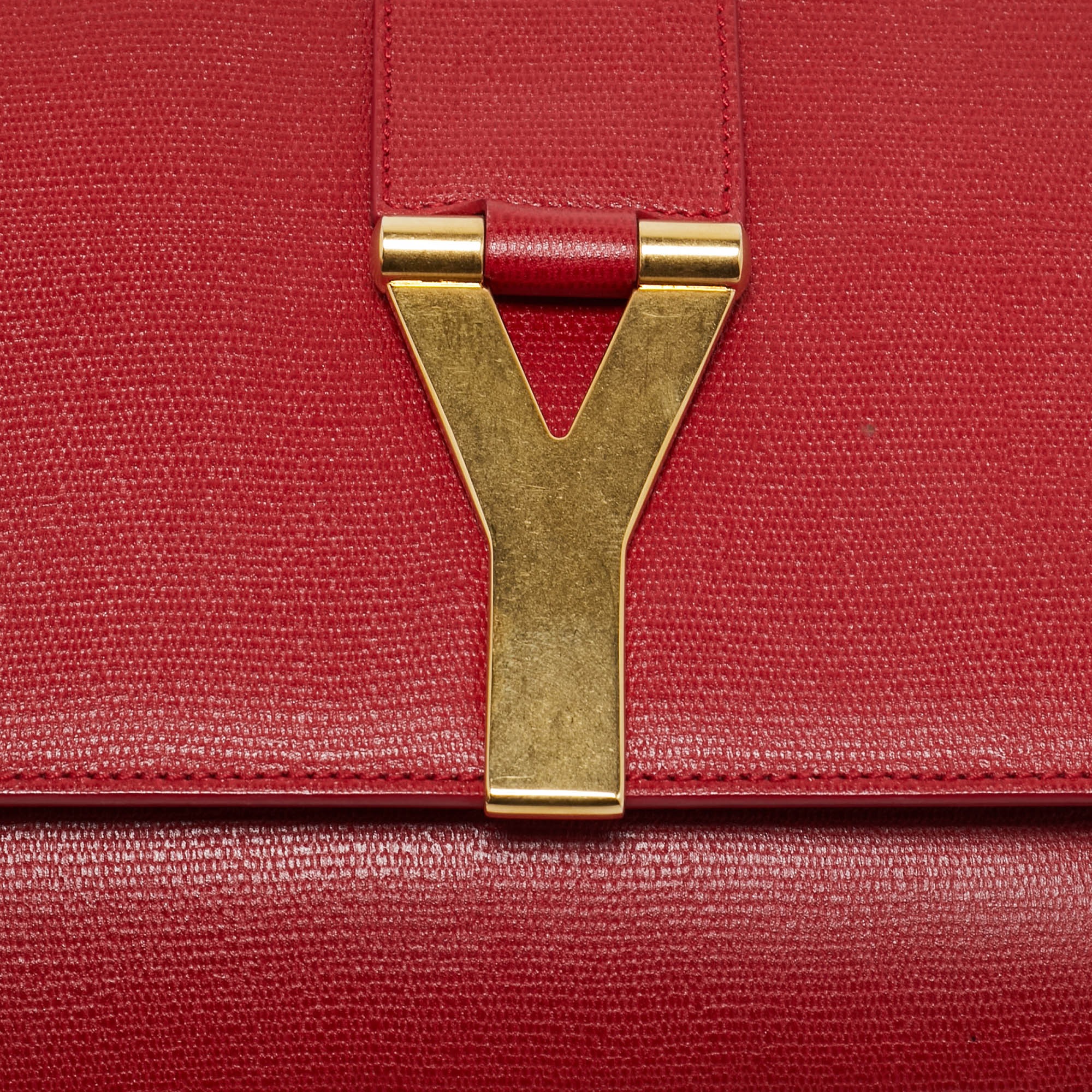 Saint Laurent Red Leather Ligne Y Clutch