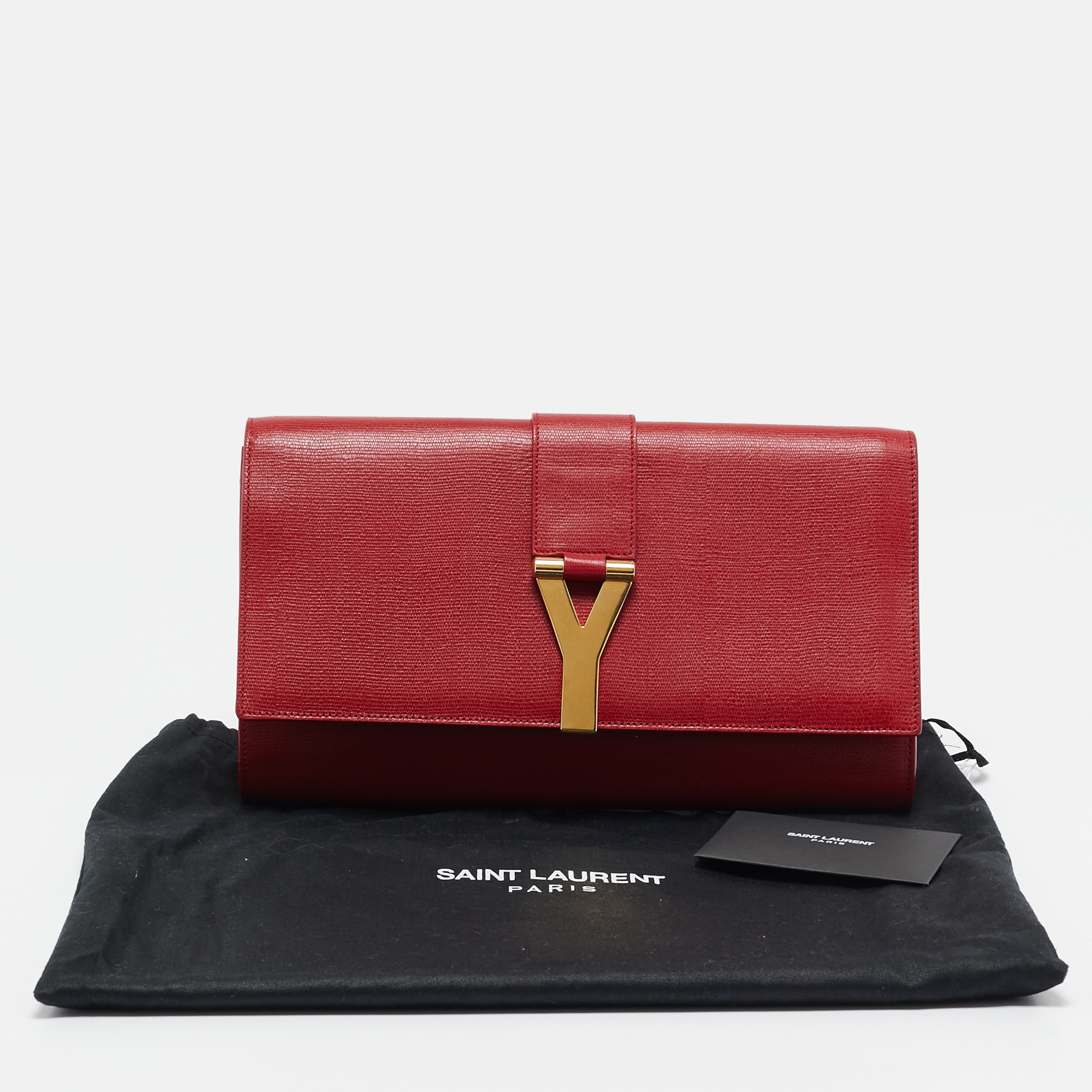 Saint Laurent Red Leather Ligne Y Clutch