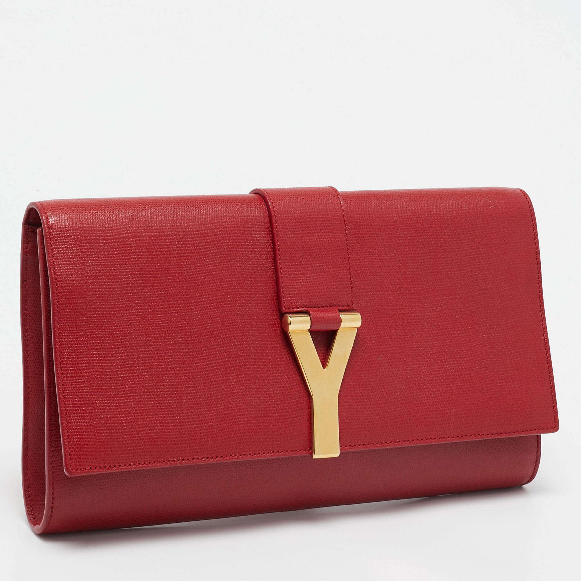 Saint Laurent Red Leather Ligne Y Clutch