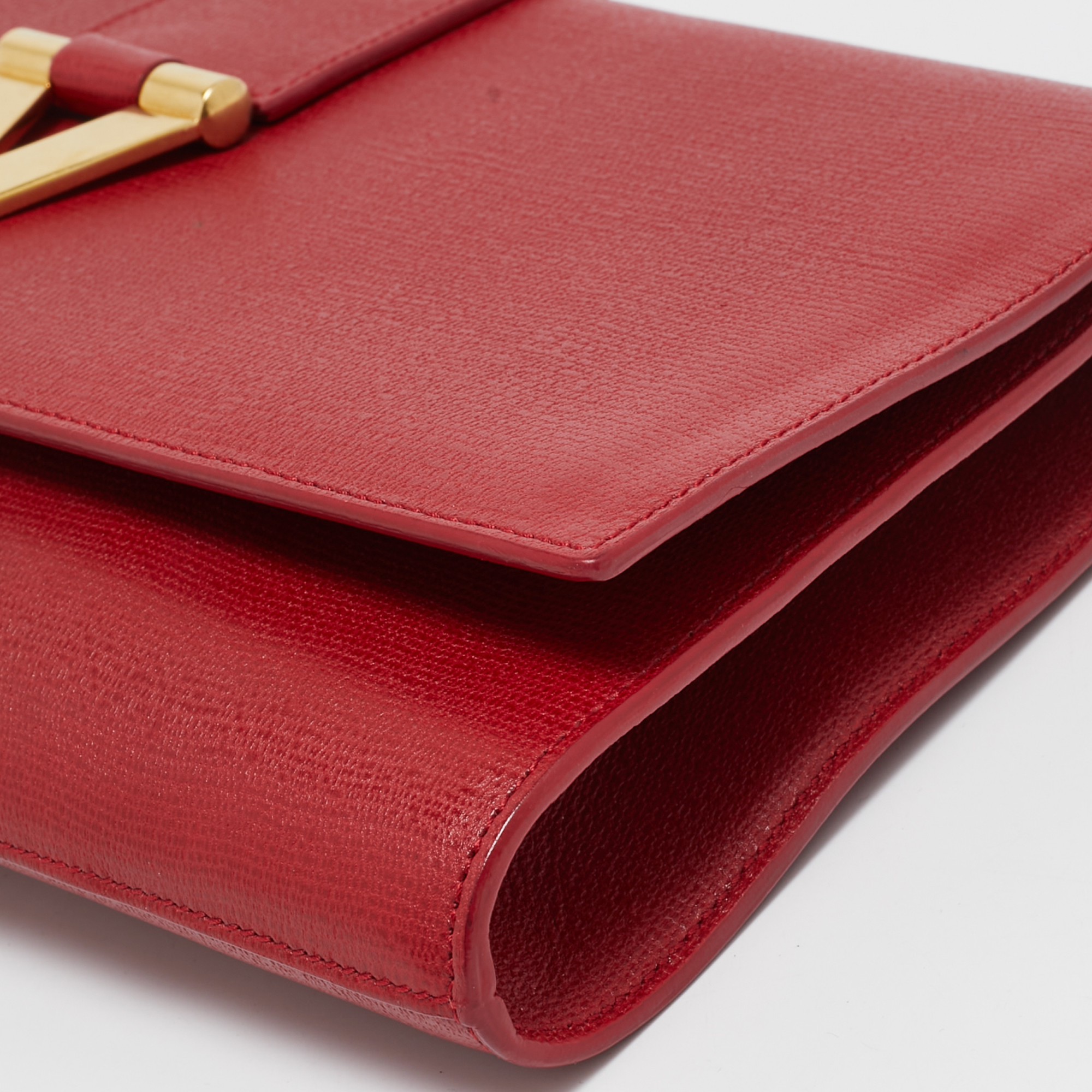 Saint Laurent Red Leather Ligne Y Clutch