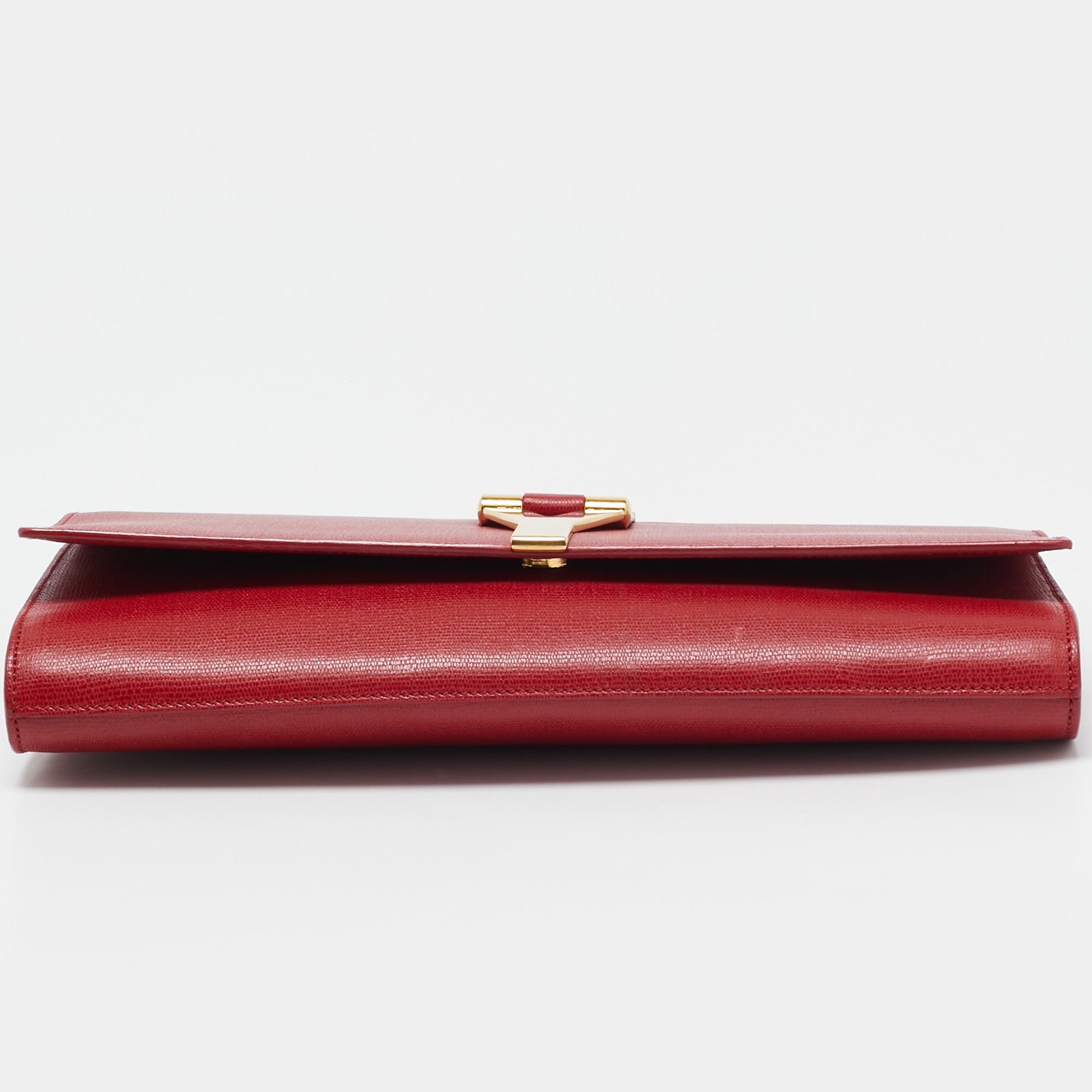 Saint Laurent Red Leather Ligne Y Clutch