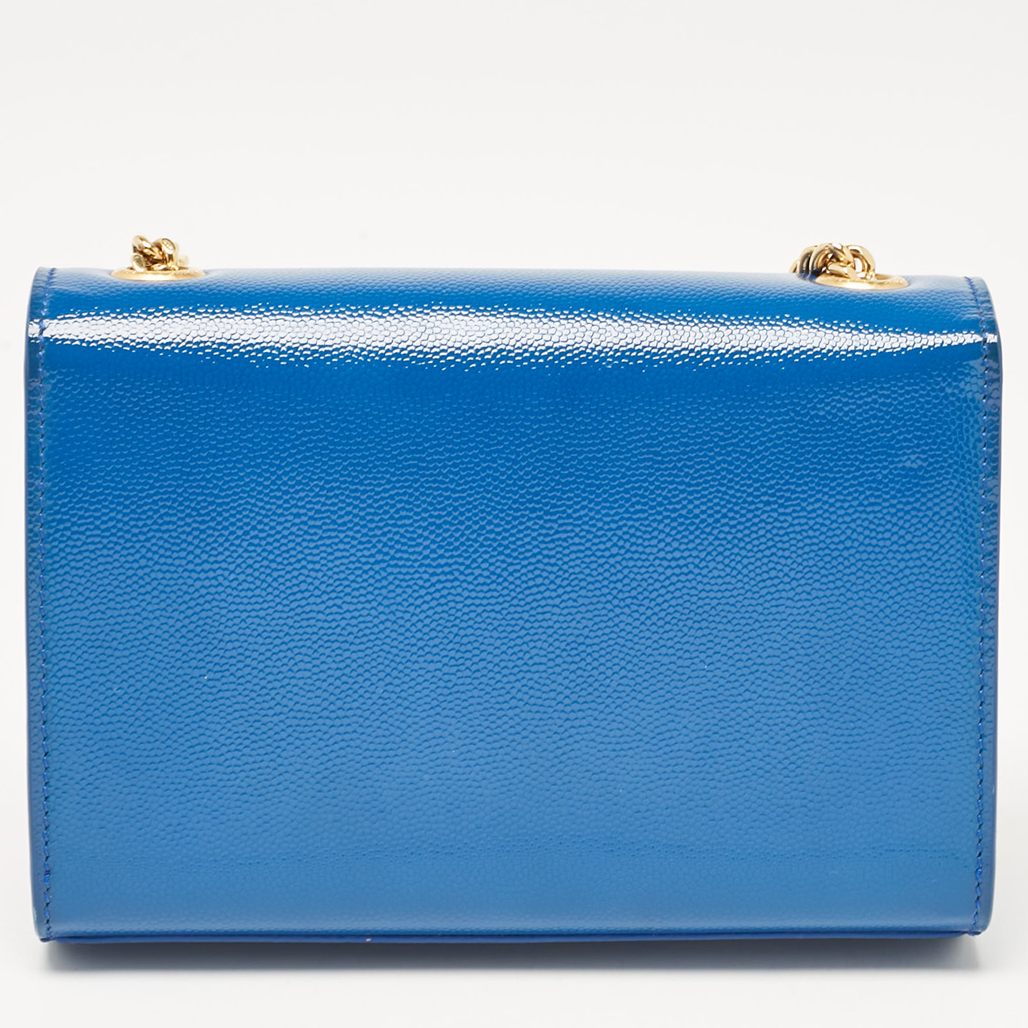 Saint Laurent Blue Patent Leather Small Kate Chain Shoulder Bag