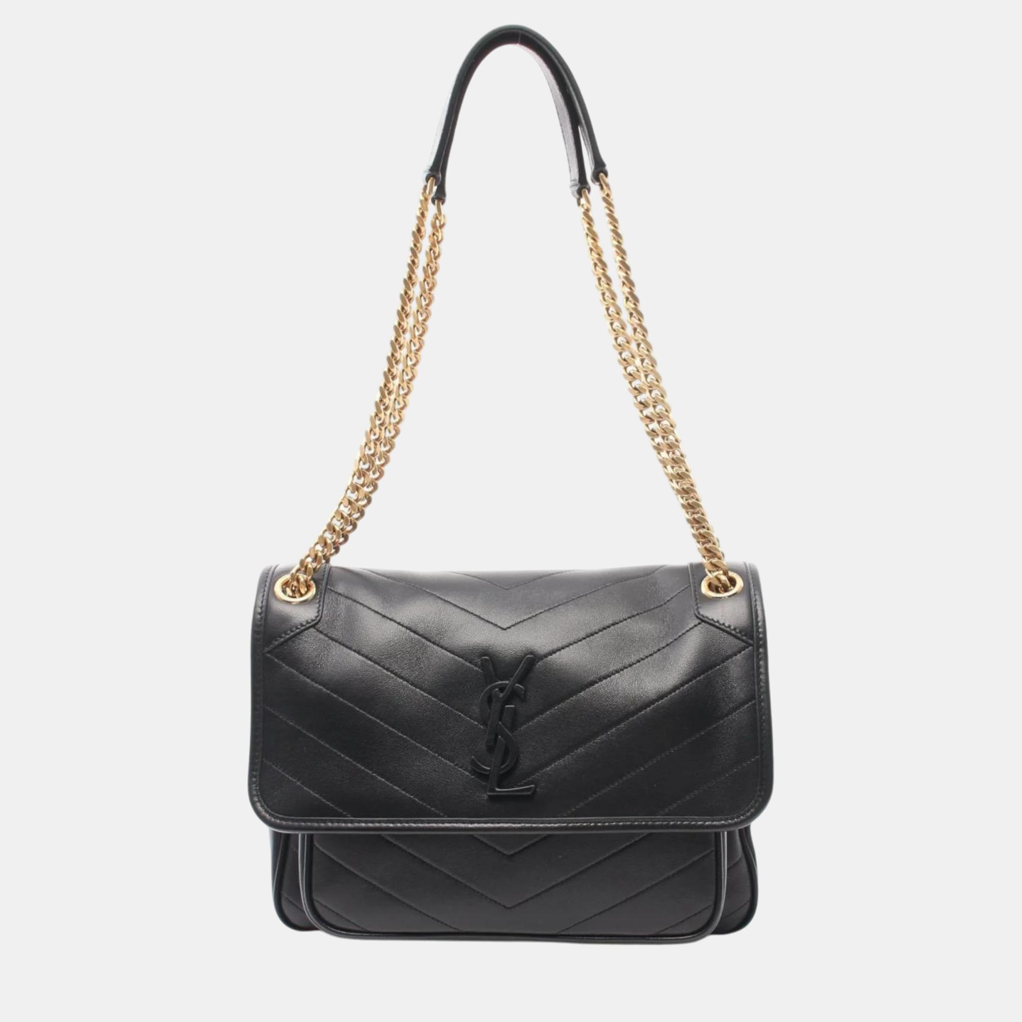 Saint Laurent Black Leather Shoulder Bag