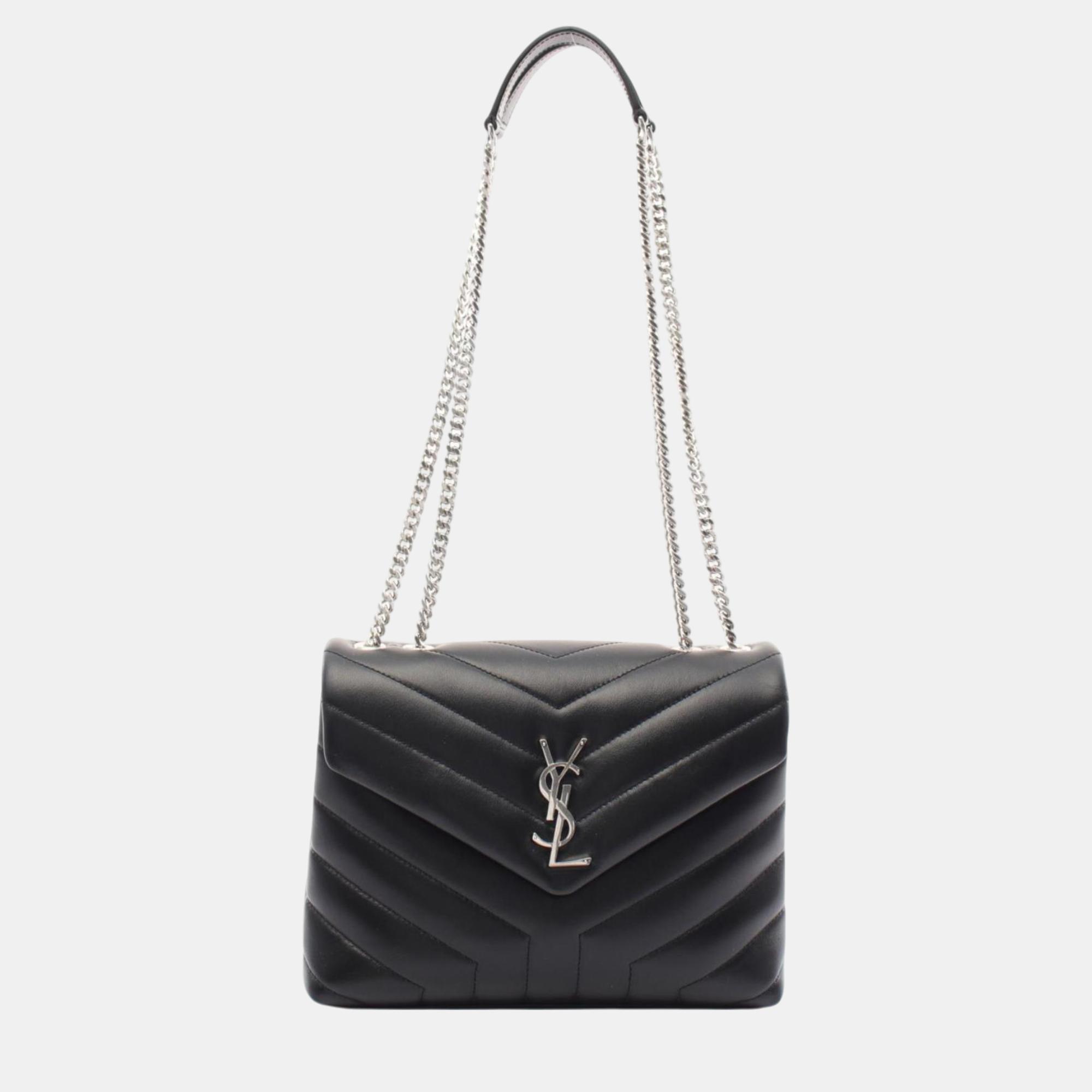 Saint Laurent Black Leather Cassandra Shoulder Bag