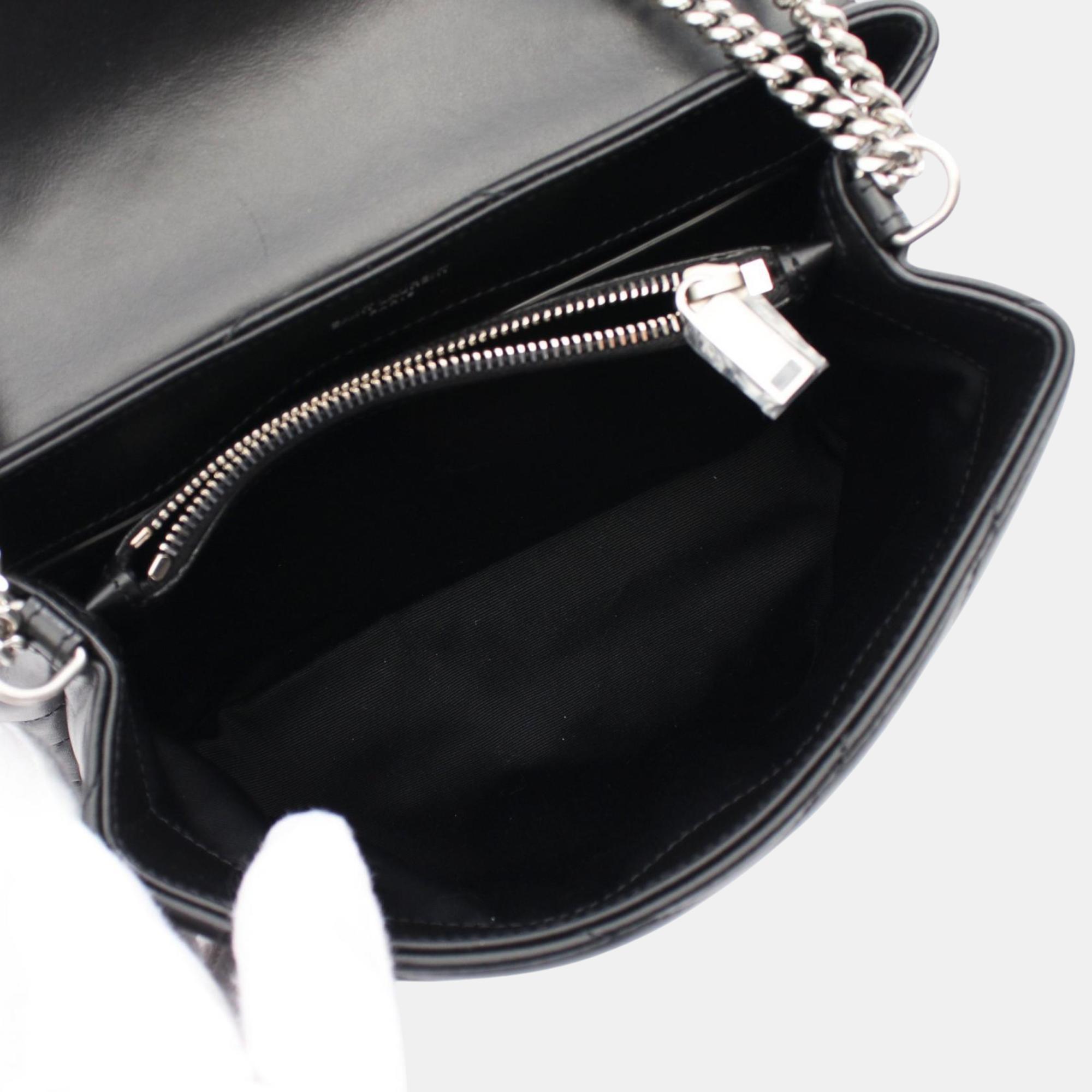 Saint Laurent Black Leather Cassandra Shoulder Bag