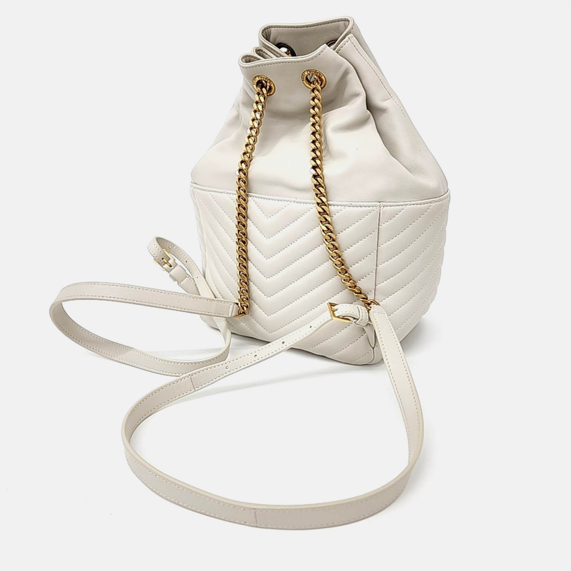 Saint Laurent Paris White Leather Saint Laurent Paris Monogram Joy Backpack