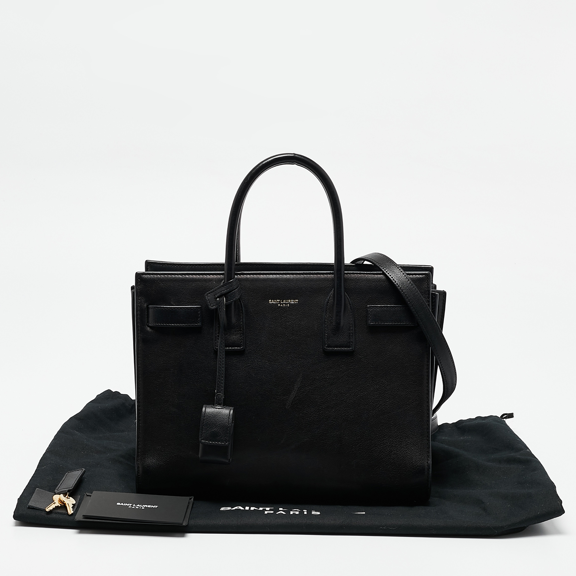 Saint Laurent Black Leather Baby Classic Sac De Jour Tote