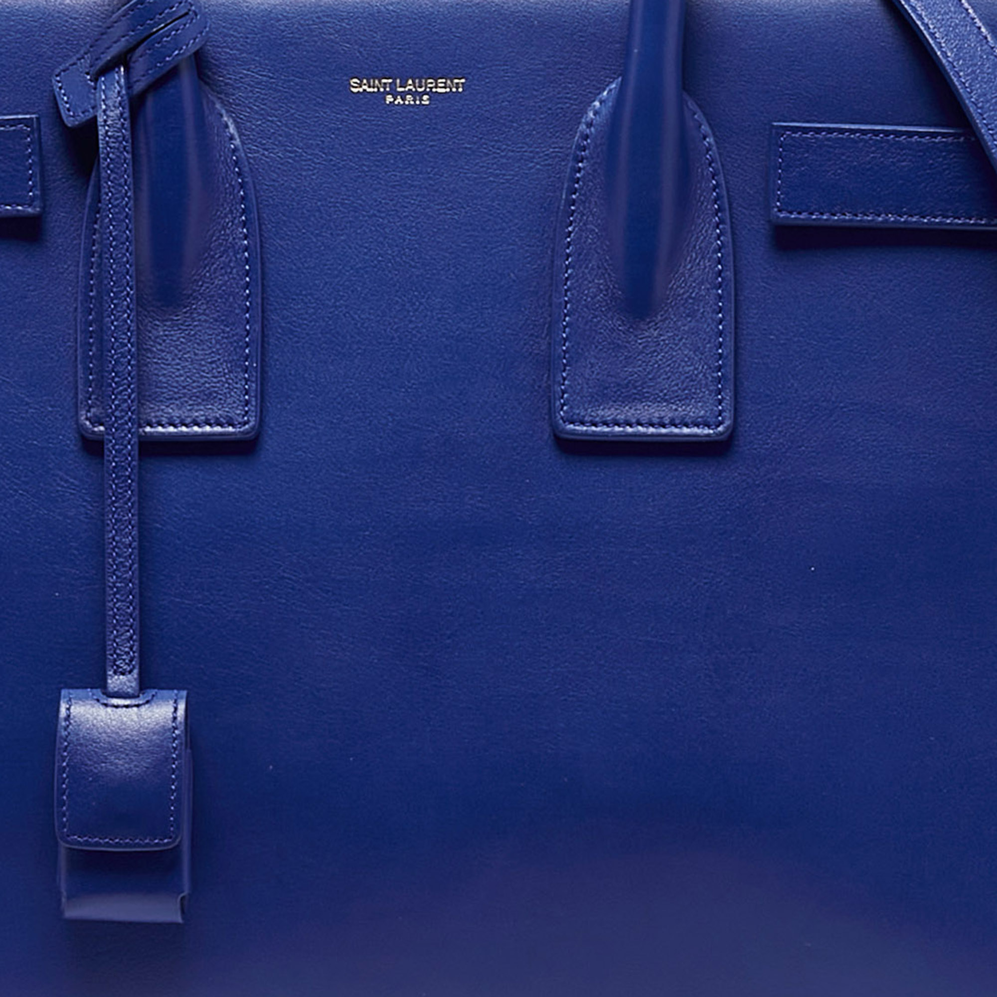 Saint Laurent Blue Leather Small Classic Sac De Jour Tote