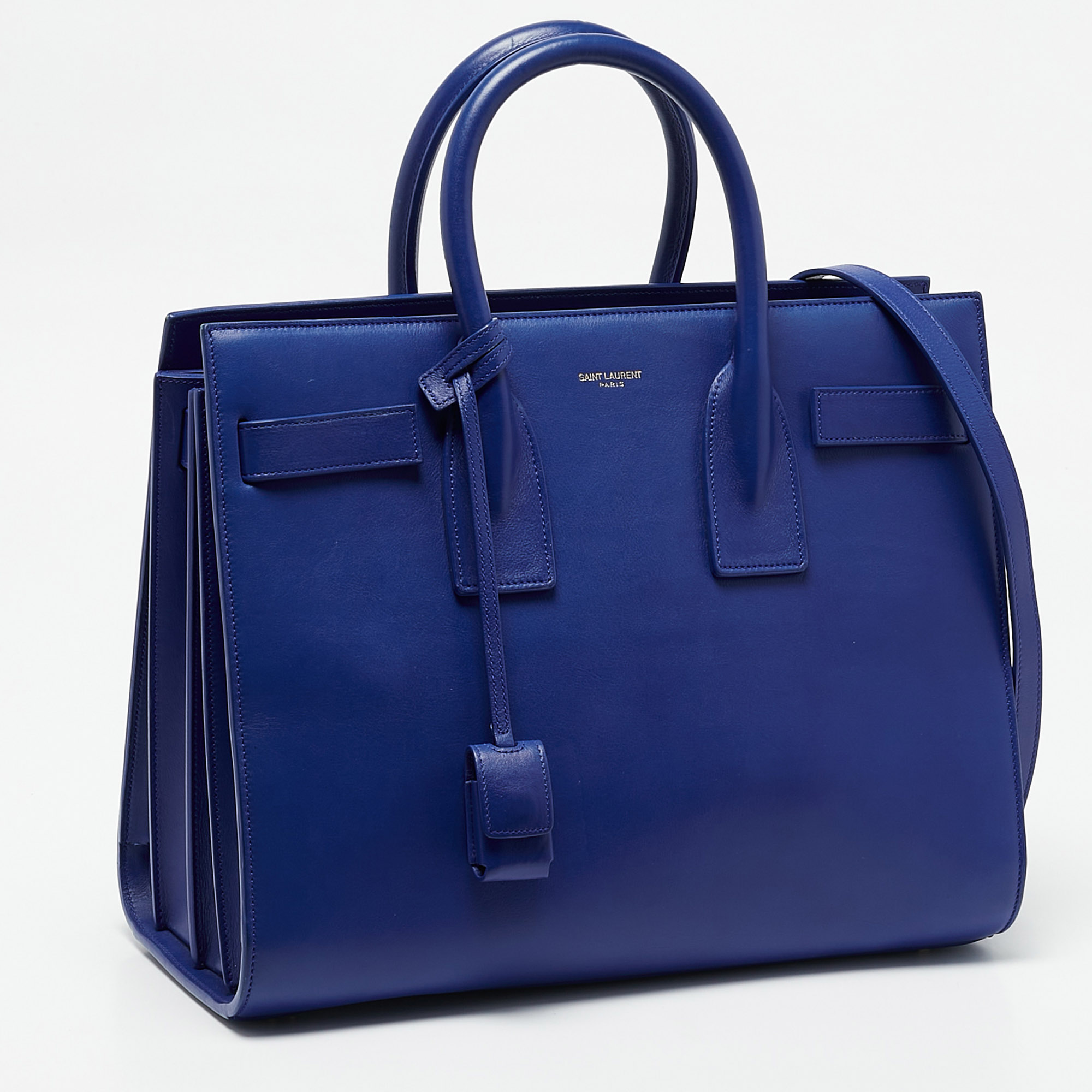 Saint Laurent Blue Leather Small Classic Sac De Jour Tote