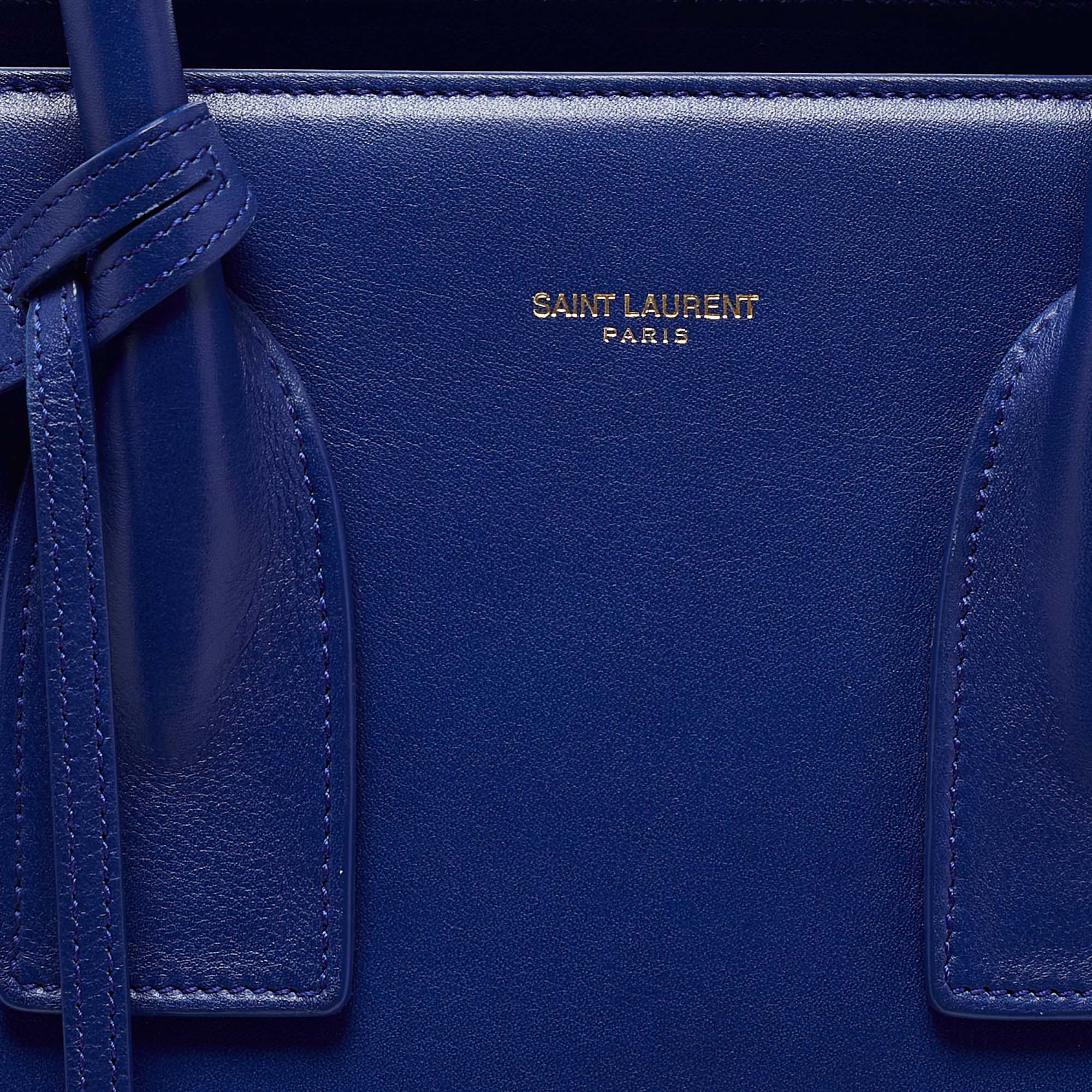 Saint Laurent Blue Leather Small Classic Sac De Jour Tote