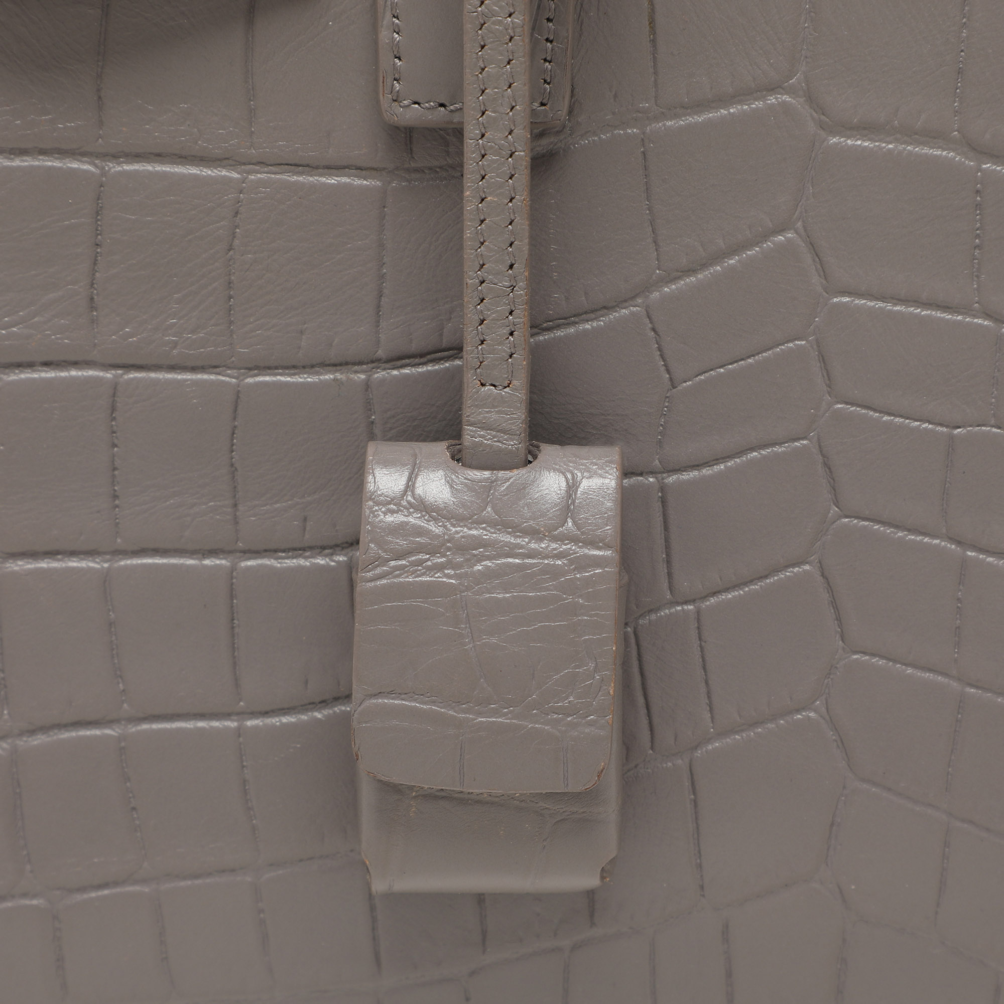 Saint Laurent Grey Croc Embossed Leather Nano Classic Sac De Jour Tote